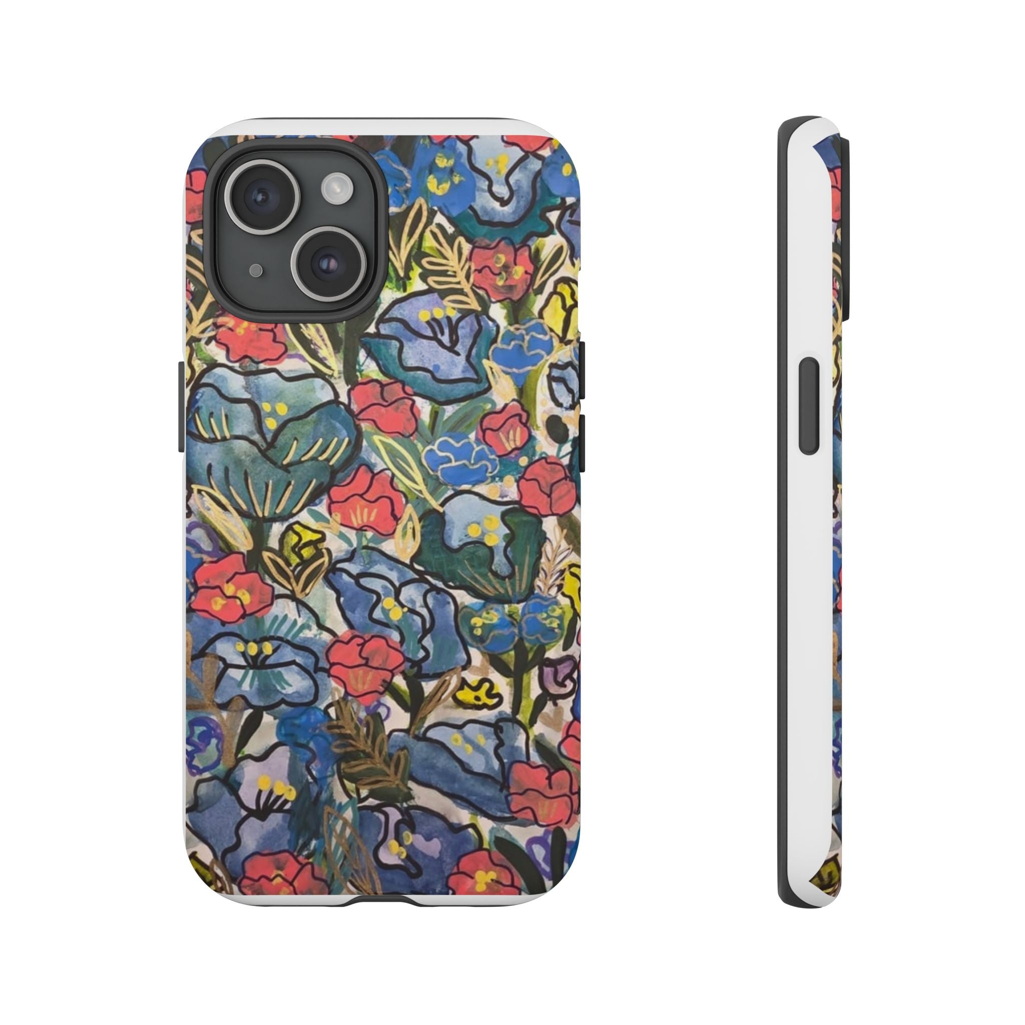 Floral Mosaic Tough Phone Case — Colorful Wildflower Protective iPhone Cover