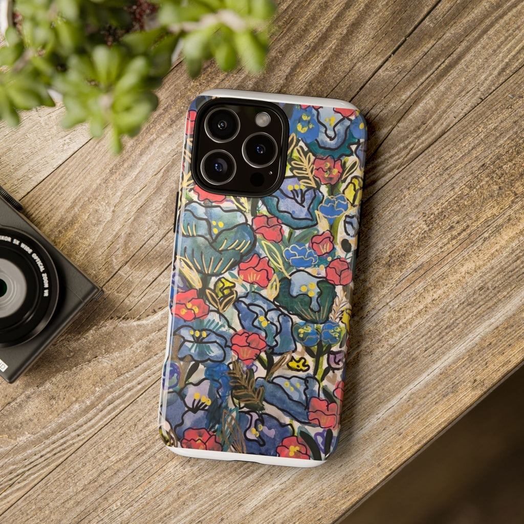 Floral Mosaic Tough Phone Case — Colorful Wildflower Protective iPhone Cover