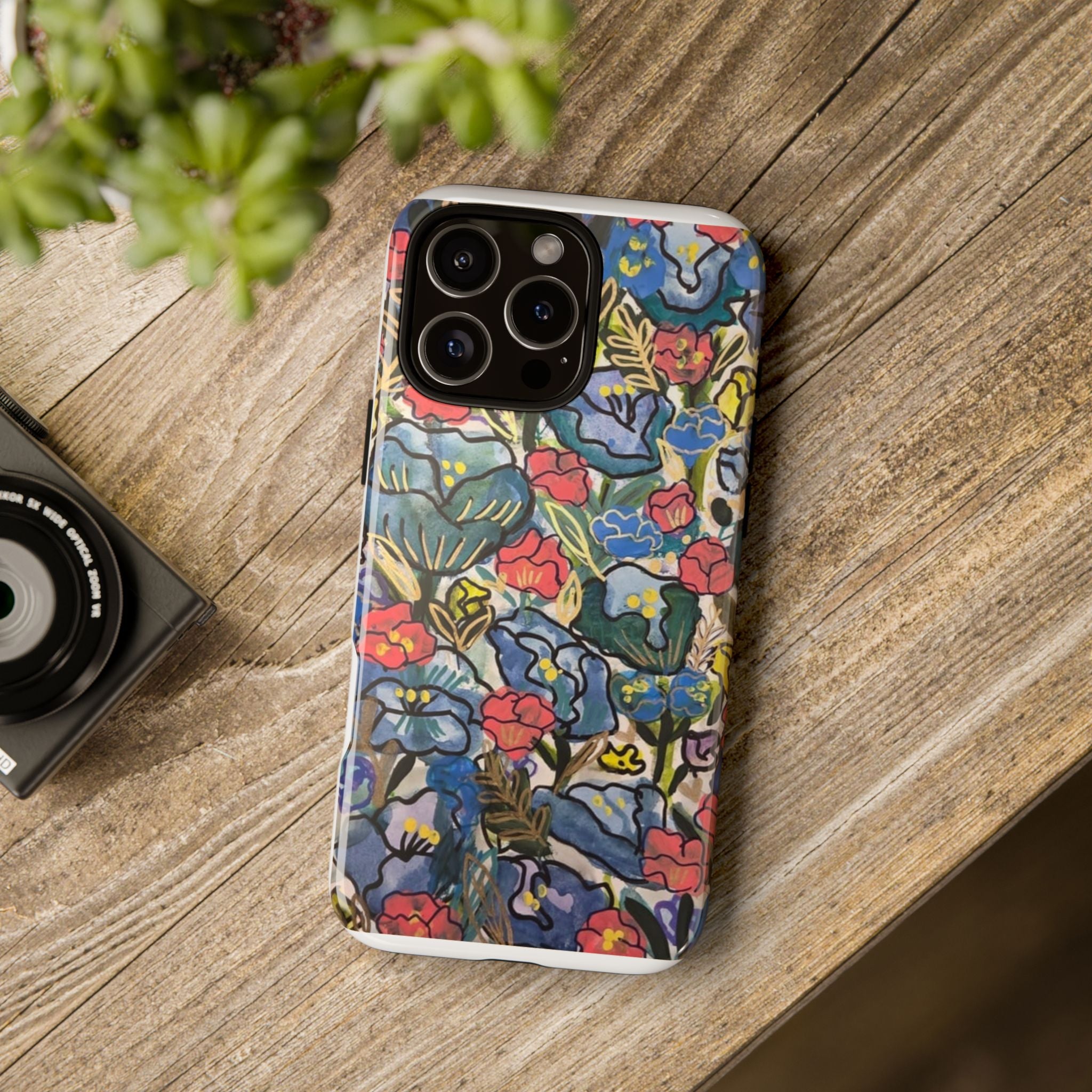 Floral Mosaic Tough Phone Case — Colorful Wildflower Protective iPhone Cover