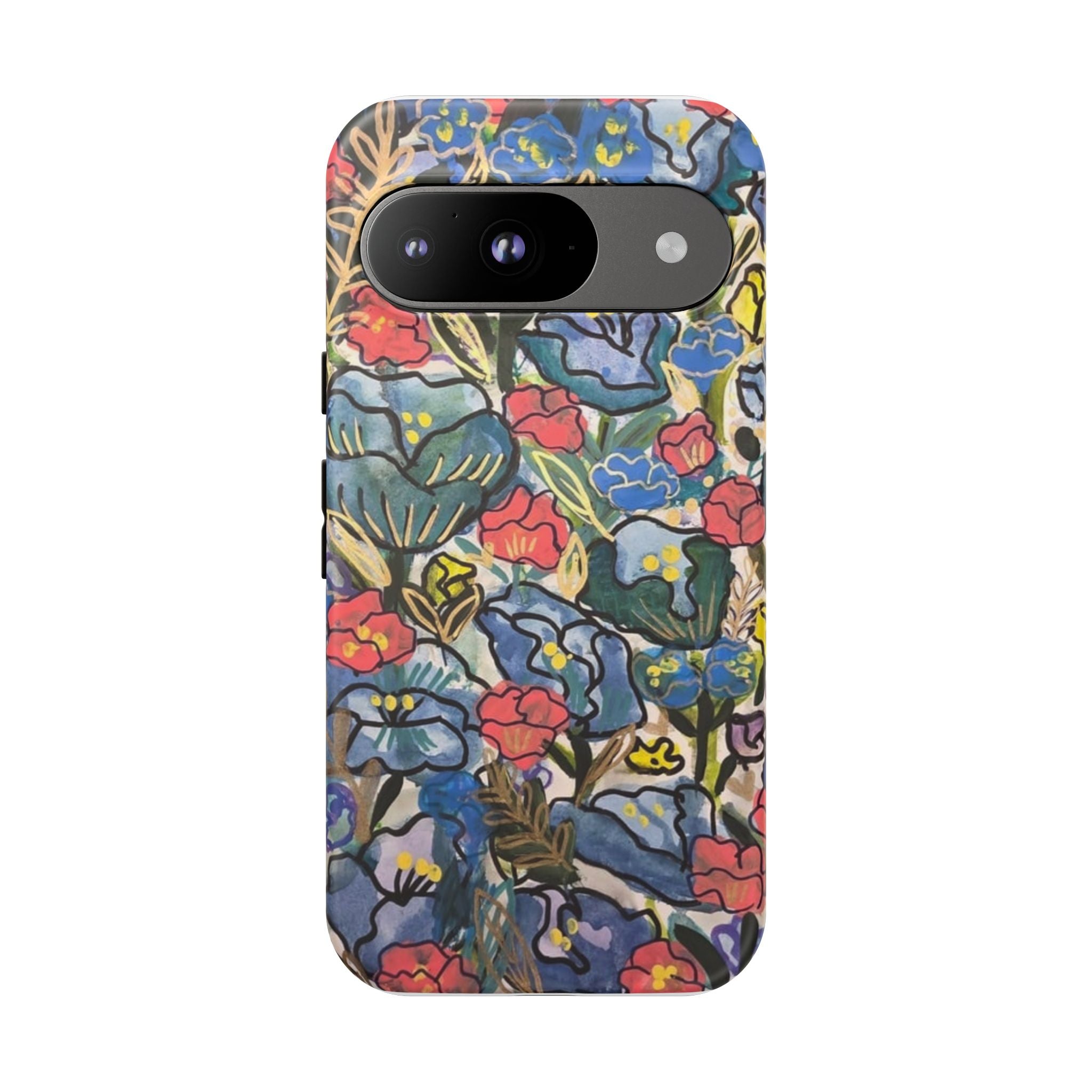 Floral Mosaic Tough Phone Case — Colorful Wildflower Protective iPhone Cover