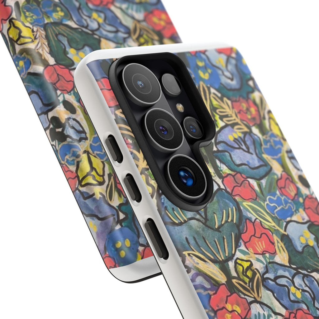 Floral Mosaic Tough Phone Case — Colorful Wildflower Protective iPhone Cover