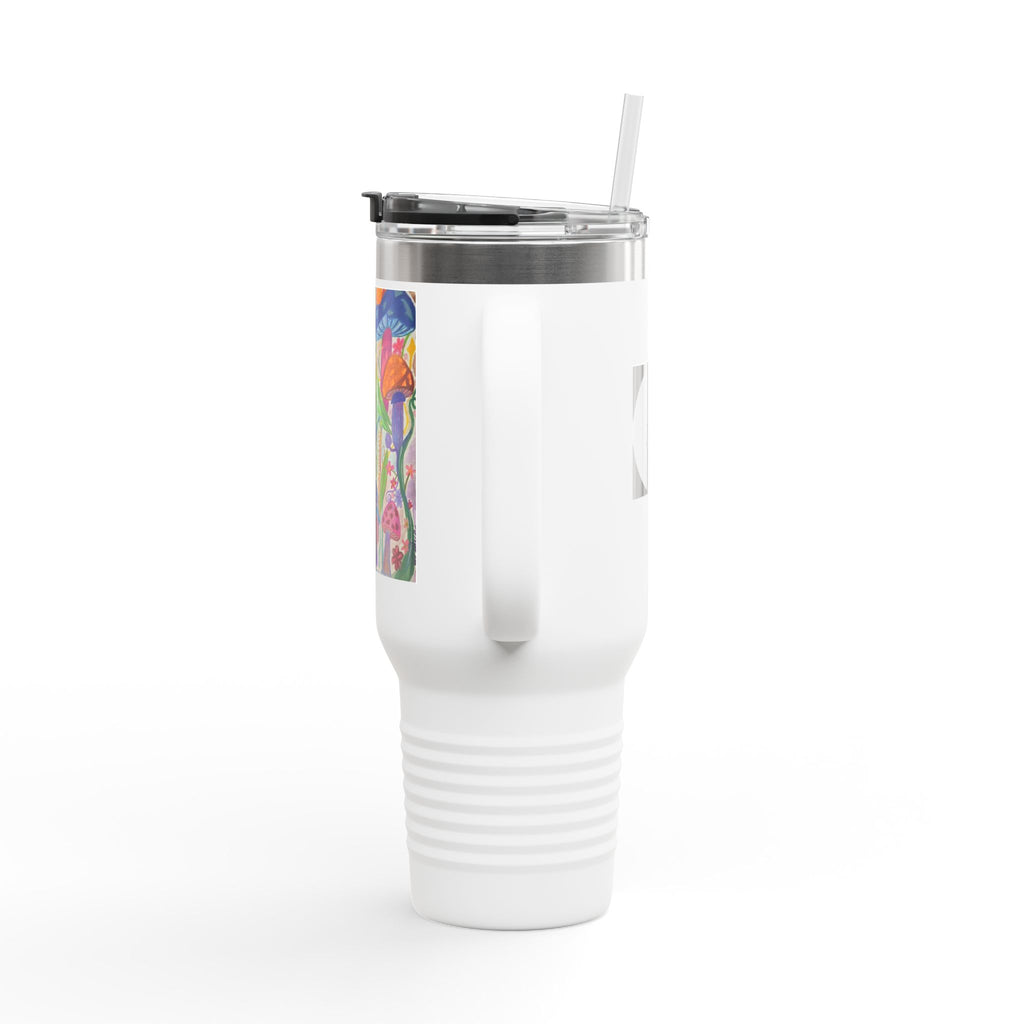 40oz Insulated Travel Mug — Colorful Psychedelic Mushroom Art