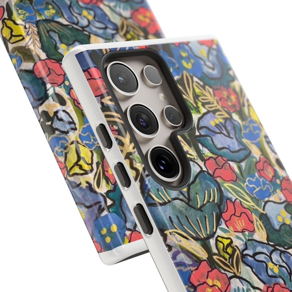 Floral Mosaic Tough Phone Case — Colorful Wildflower Protective iPhone Cover