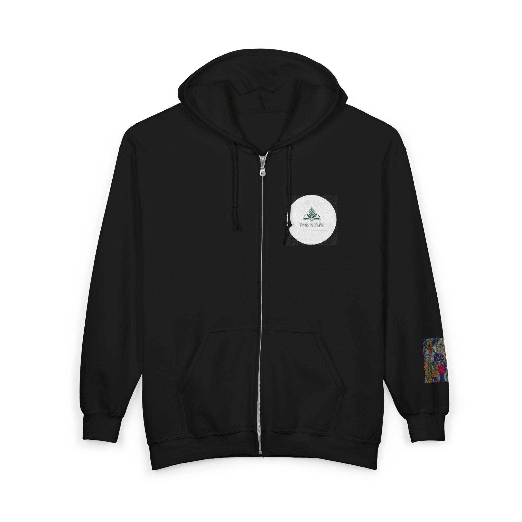 Zip Hoodie with Geometric Mandala Pocket Design