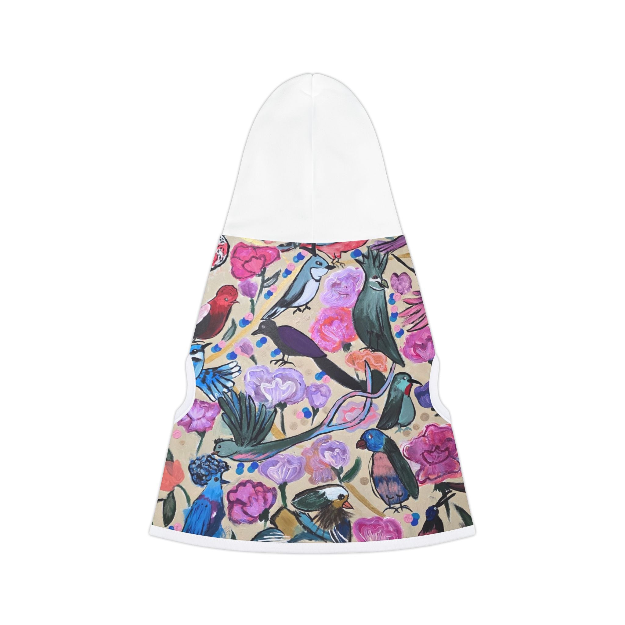 Floral Bird Pet Hoodie — Colorful Watercolor Birds Dog & Cat Hoodie