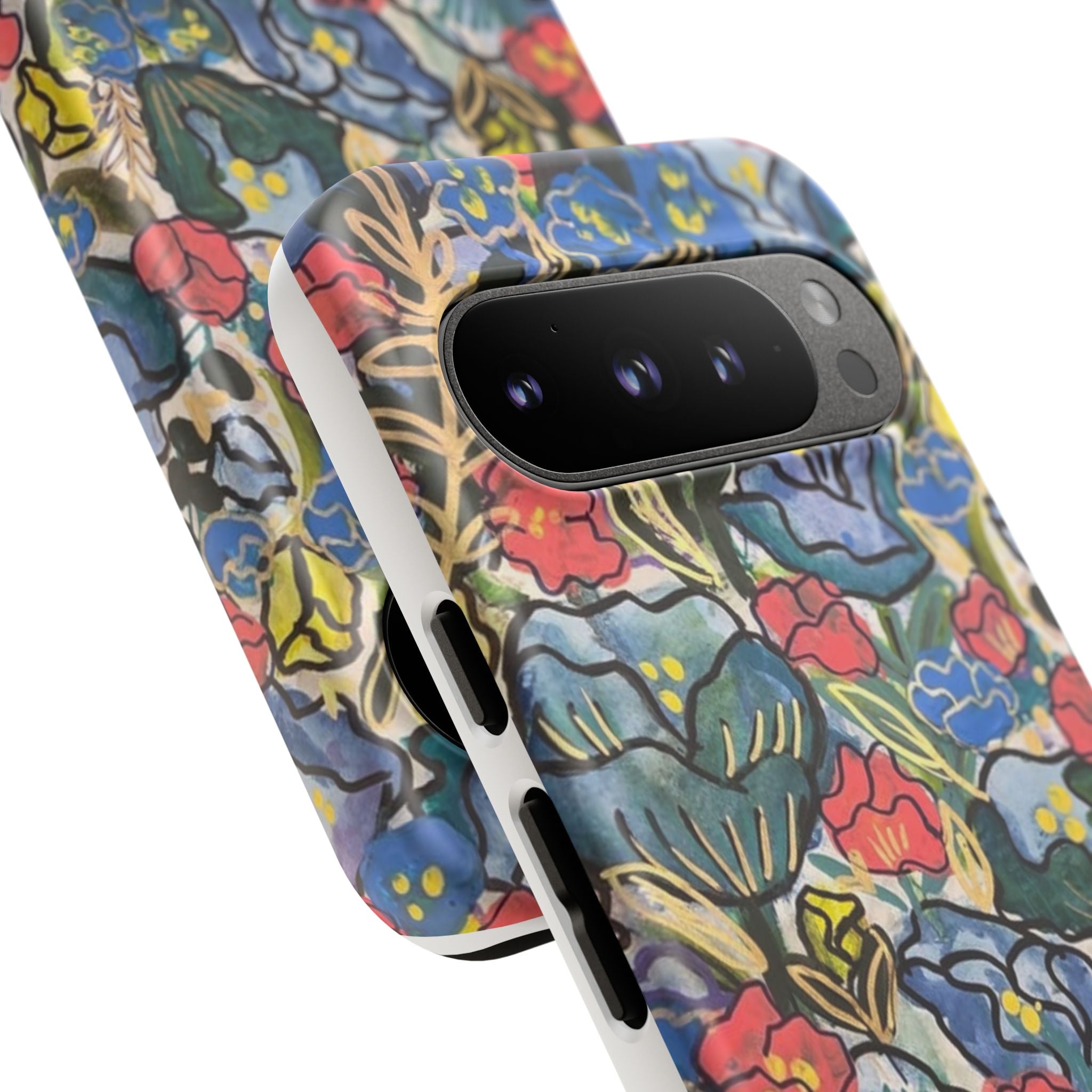 Floral Mosaic Tough Phone Case — Colorful Wildflower Protective iPhone Cover