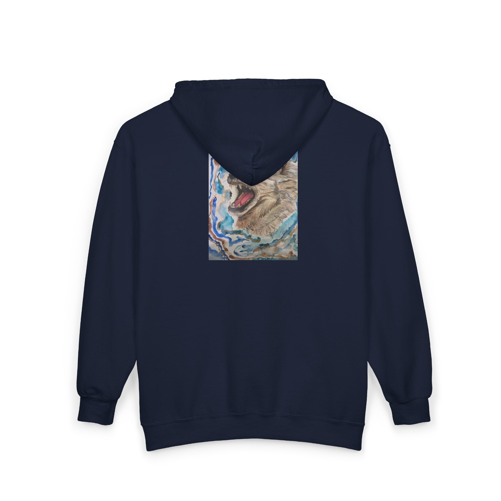 Wolf Howl Zip Hoodie — Artistic Watercolor Wolf Full-Zip Sweatshirt