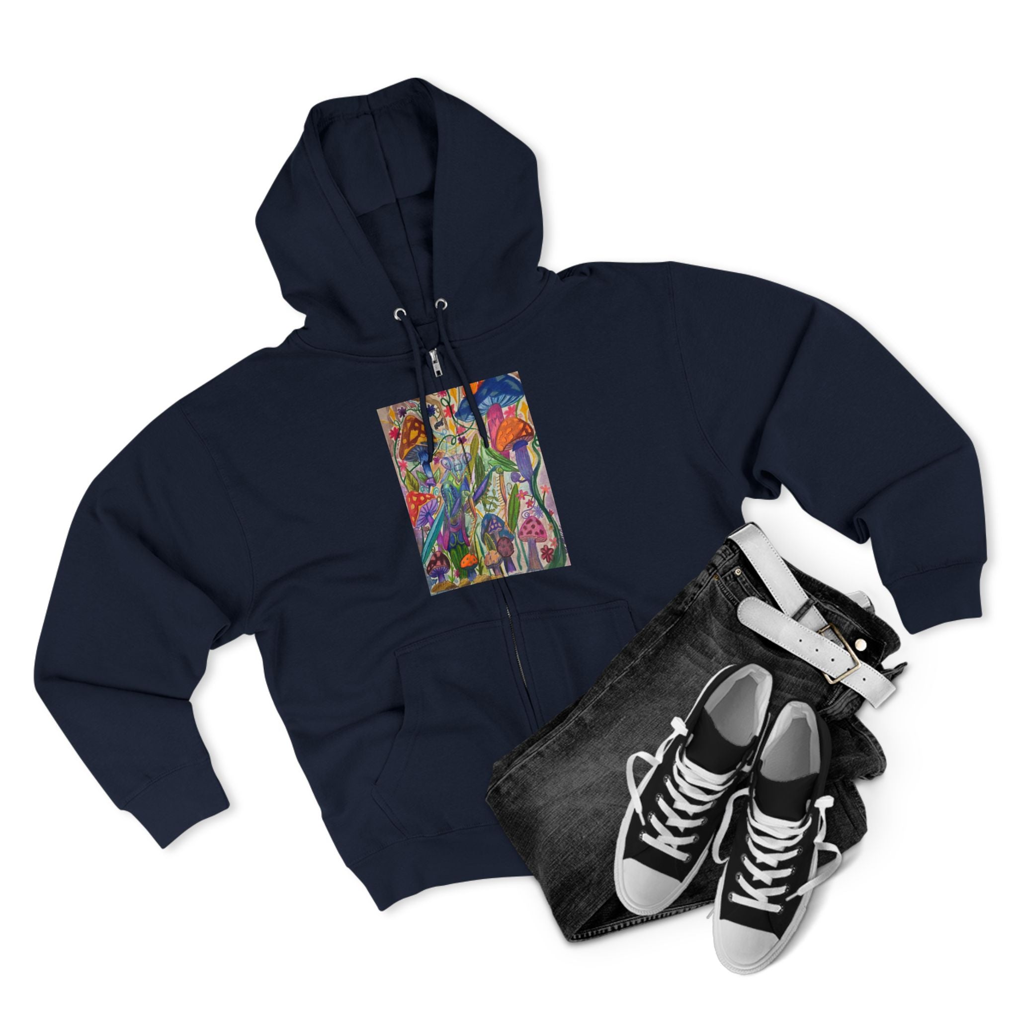 Abstract Floral Art Zip Hoodie — Colorful Garden Painting Print