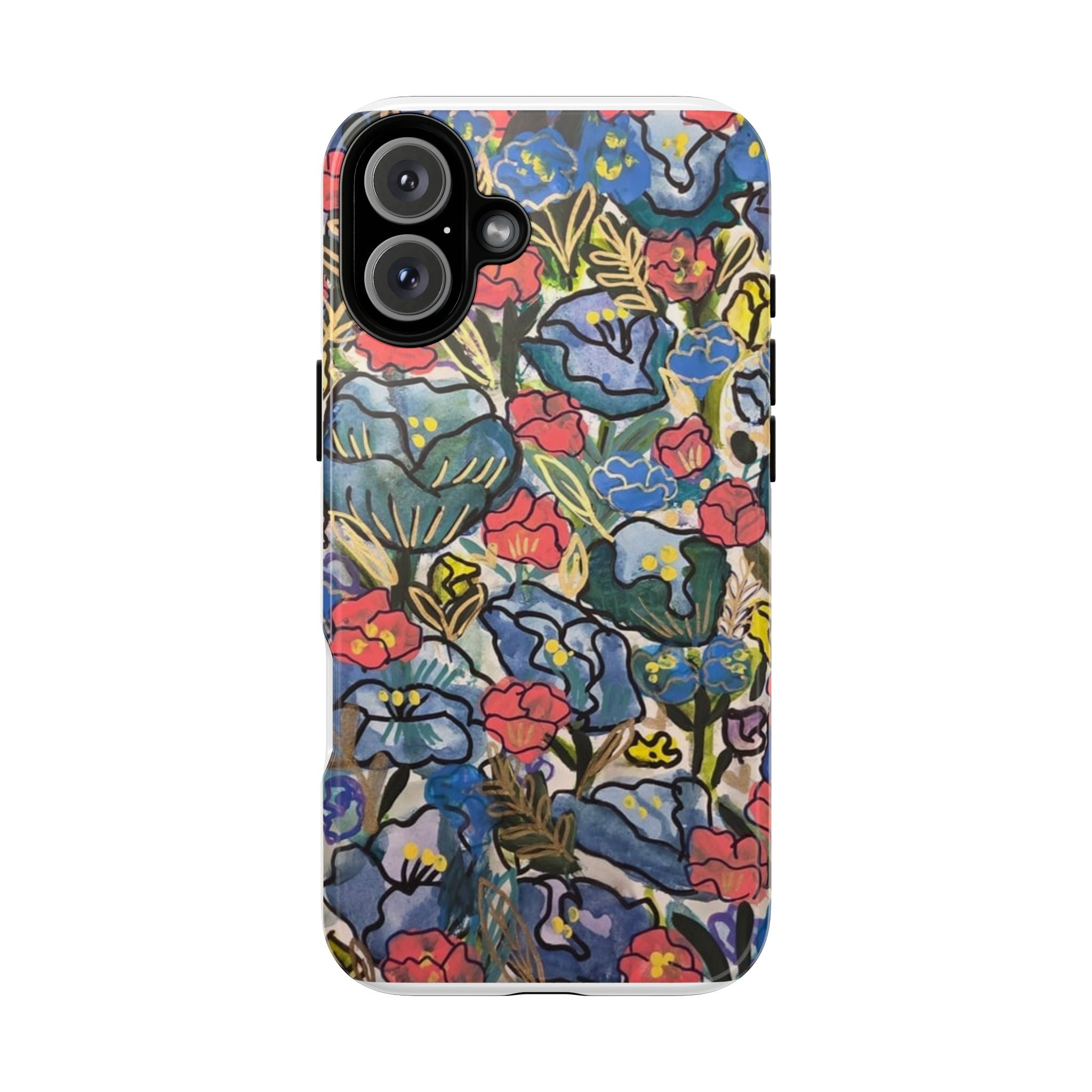 Floral Mosaic Tough Phone Case — Colorful Wildflower Protective iPhone Cover