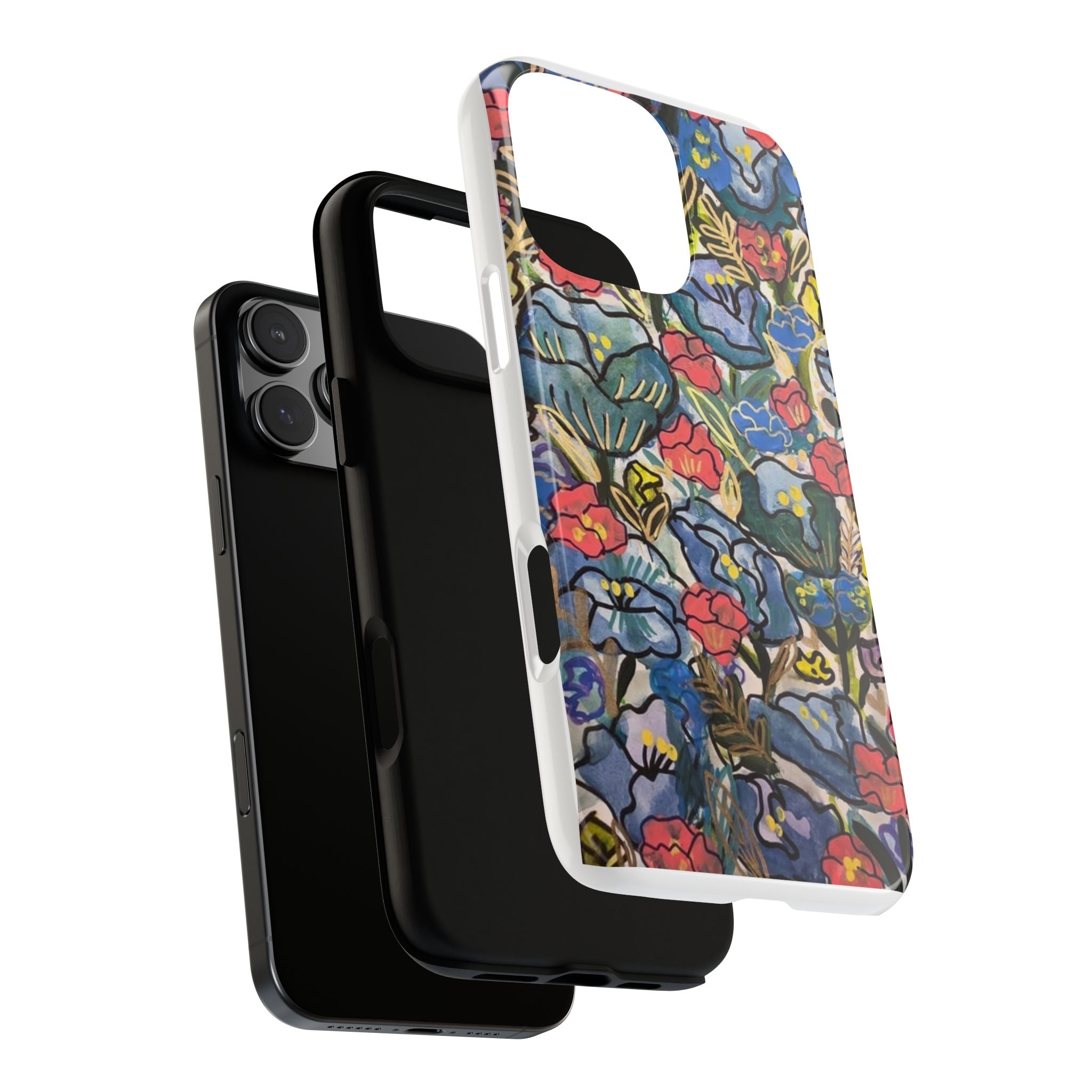 Floral Mosaic Tough Phone Case — Colorful Wildflower Protective iPhone Cover