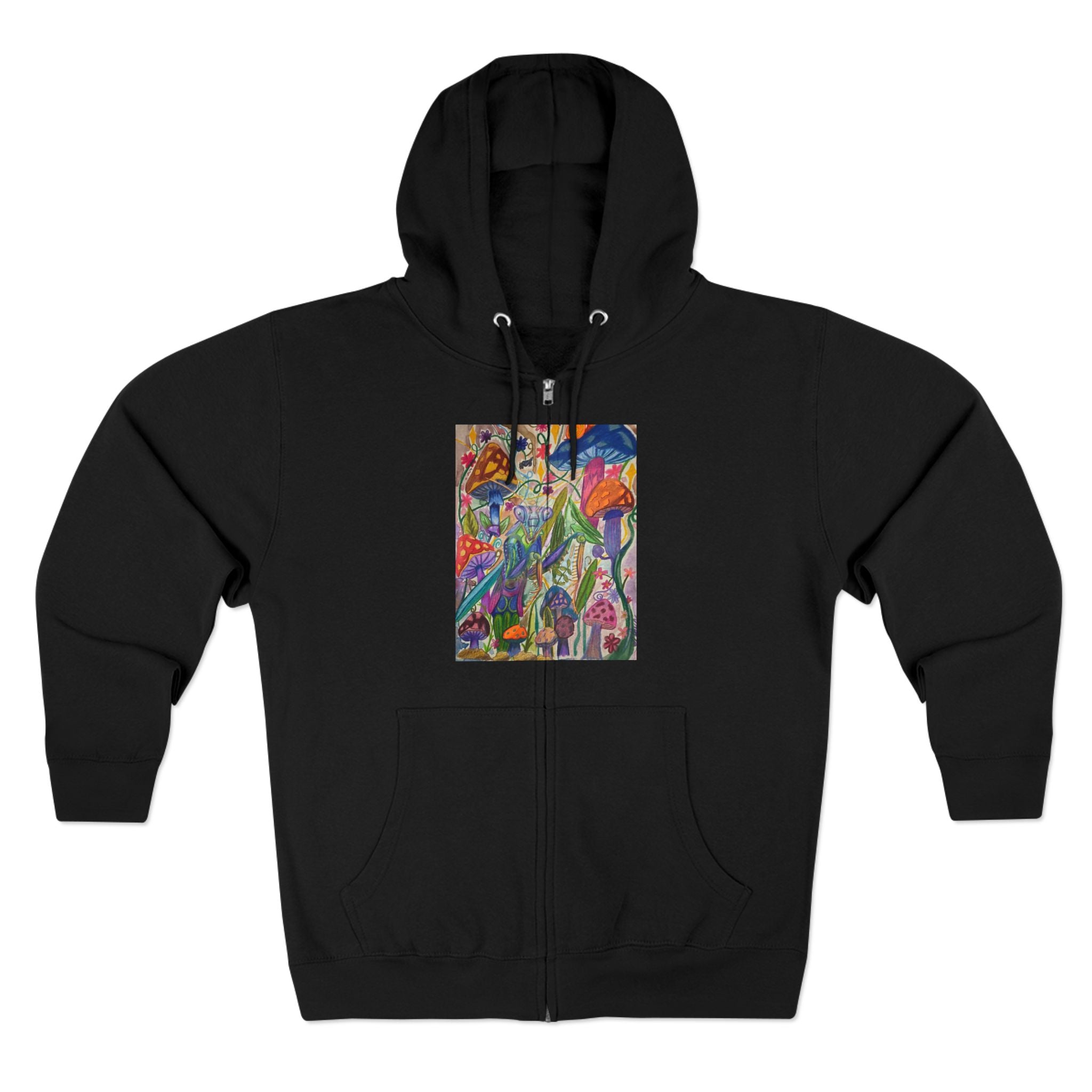Abstract Floral Art Zip Hoodie — Colorful Garden Painting Print