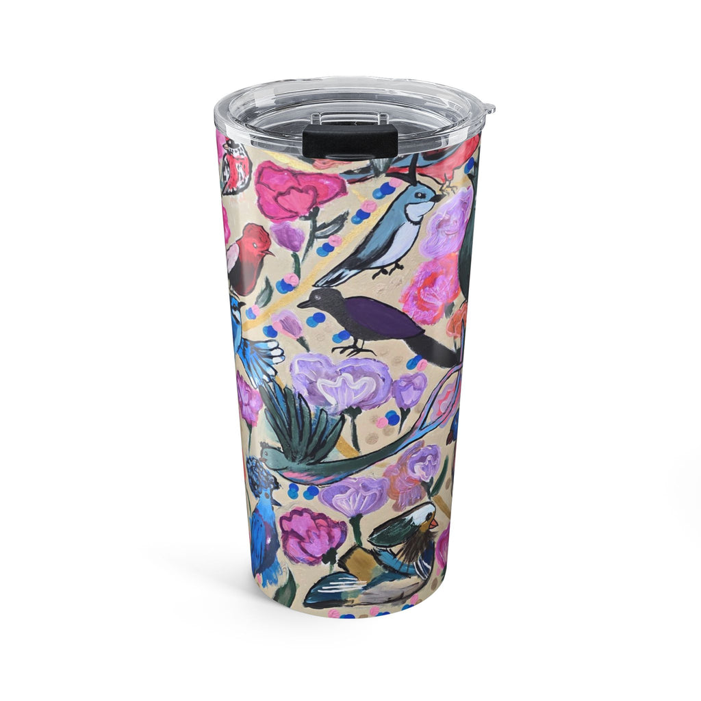 20oz Bird Floral Tumbler – Insulated Travel Cup with Colorful Watercolor Birds & Flowers