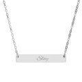 Engraved Horizontal Bar Necklace — Personalized Name Plate Jewelry ("Slay" Example)