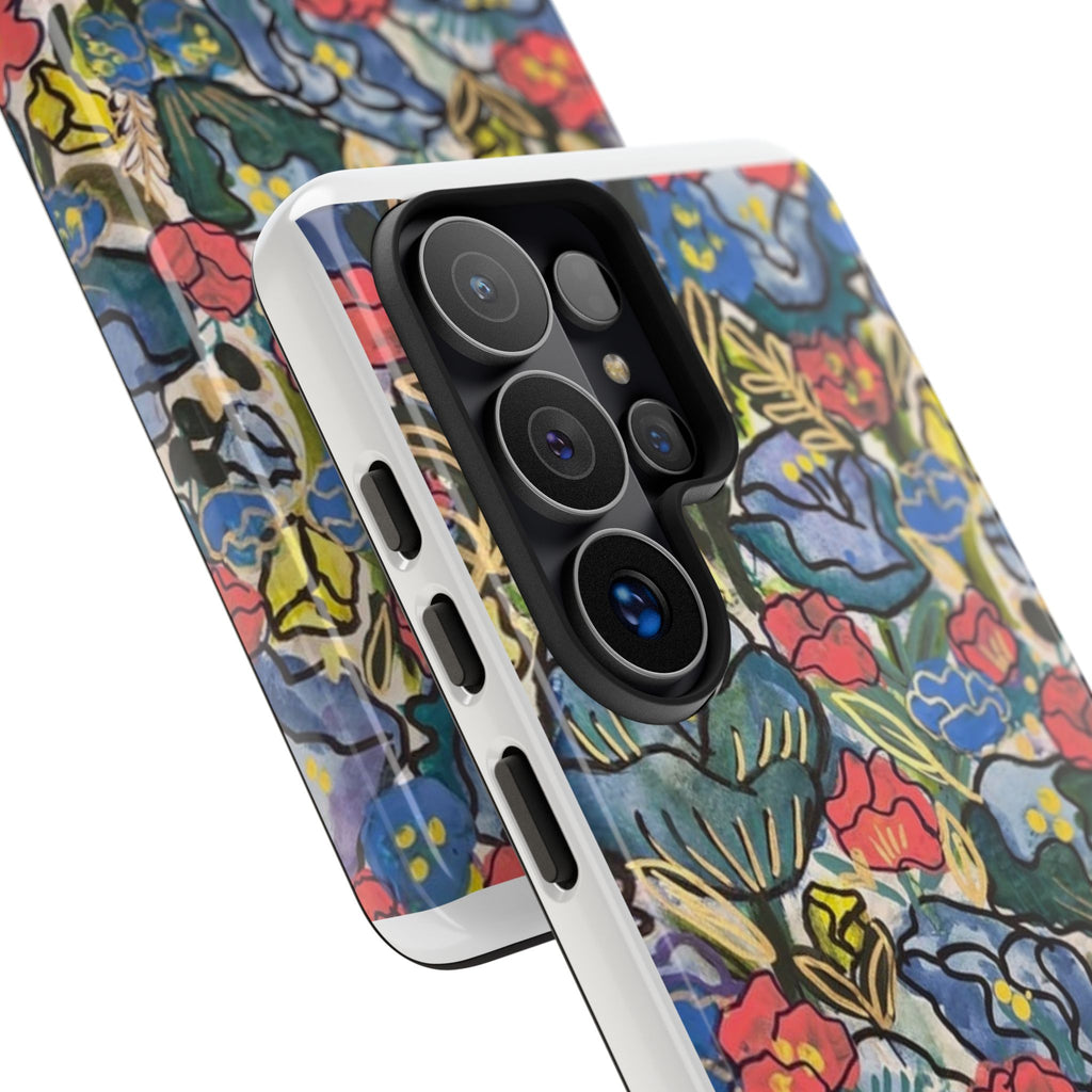 Floral Mosaic Tough Phone Case — Colorful Wildflower Protective iPhone Cover