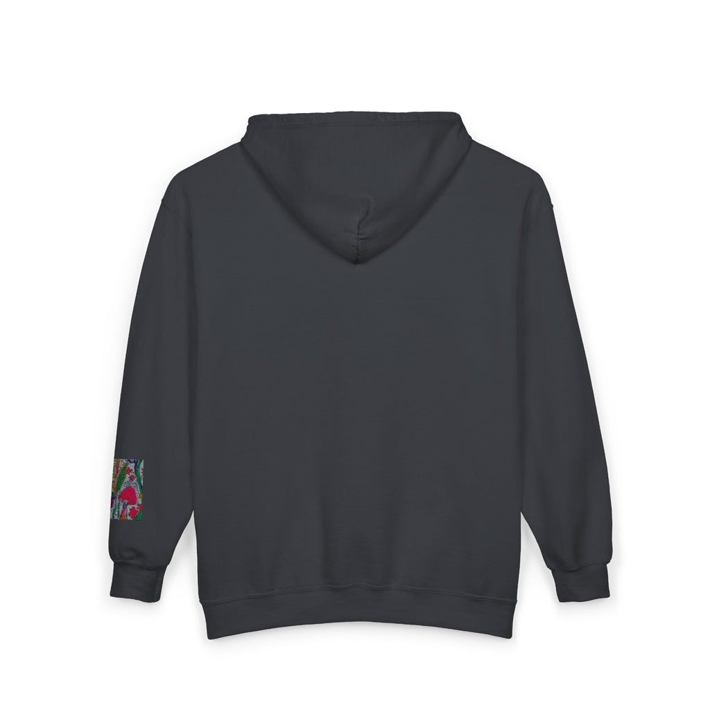 Zip Hoodie with Geometric Mandala Pocket Design