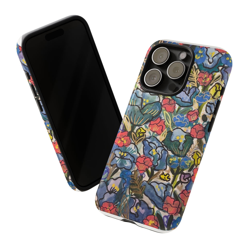 Floral Mosaic Tough Phone Case — Colorful Wildflower Protective iPhone Cover