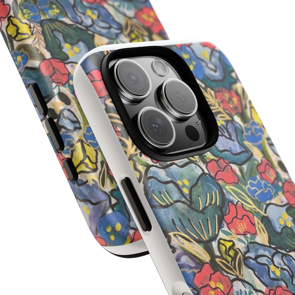 Floral Mosaic Tough Phone Case — Colorful Wildflower Protective iPhone Cover