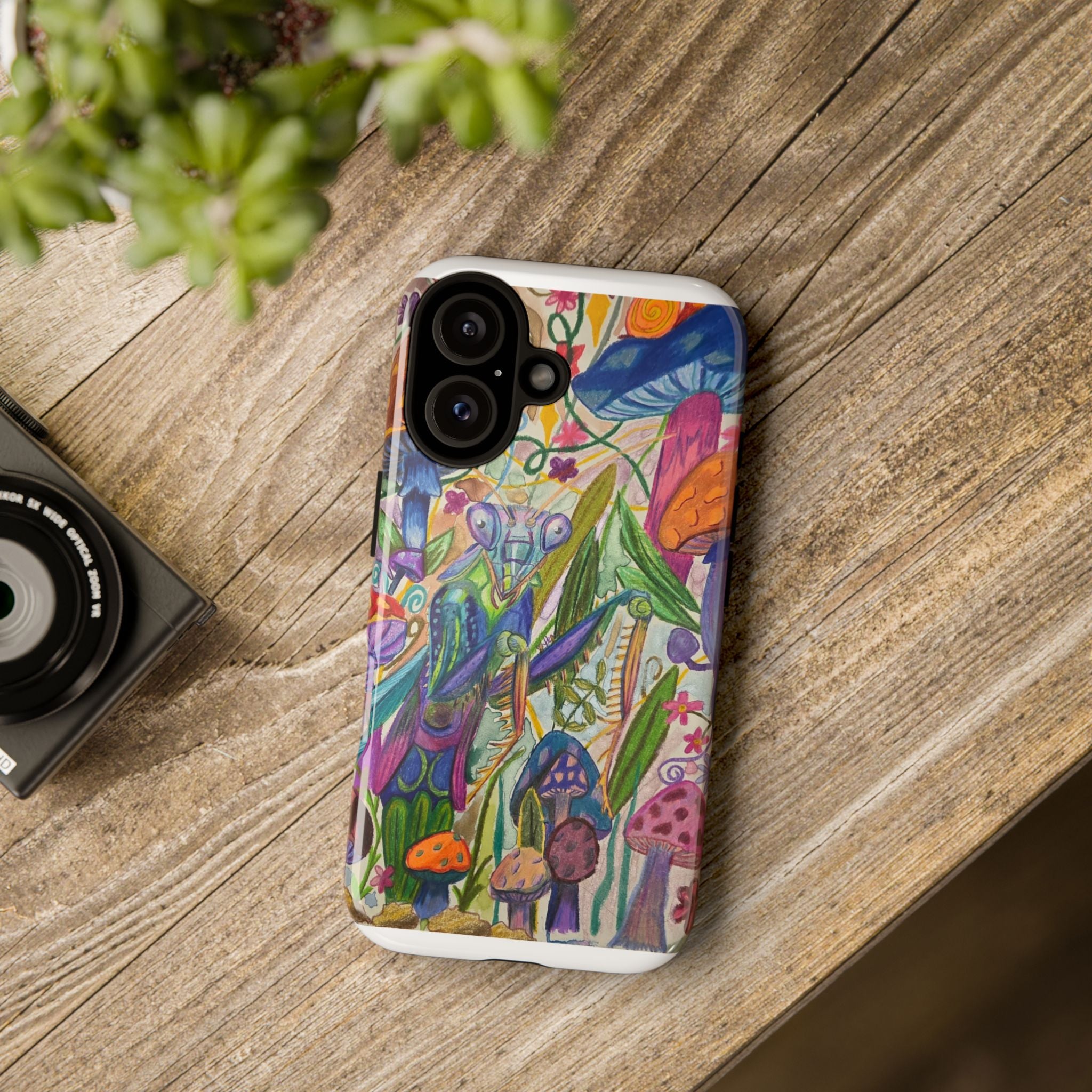 Phone Case — Colorful Whimsical Mushroom Garden Art