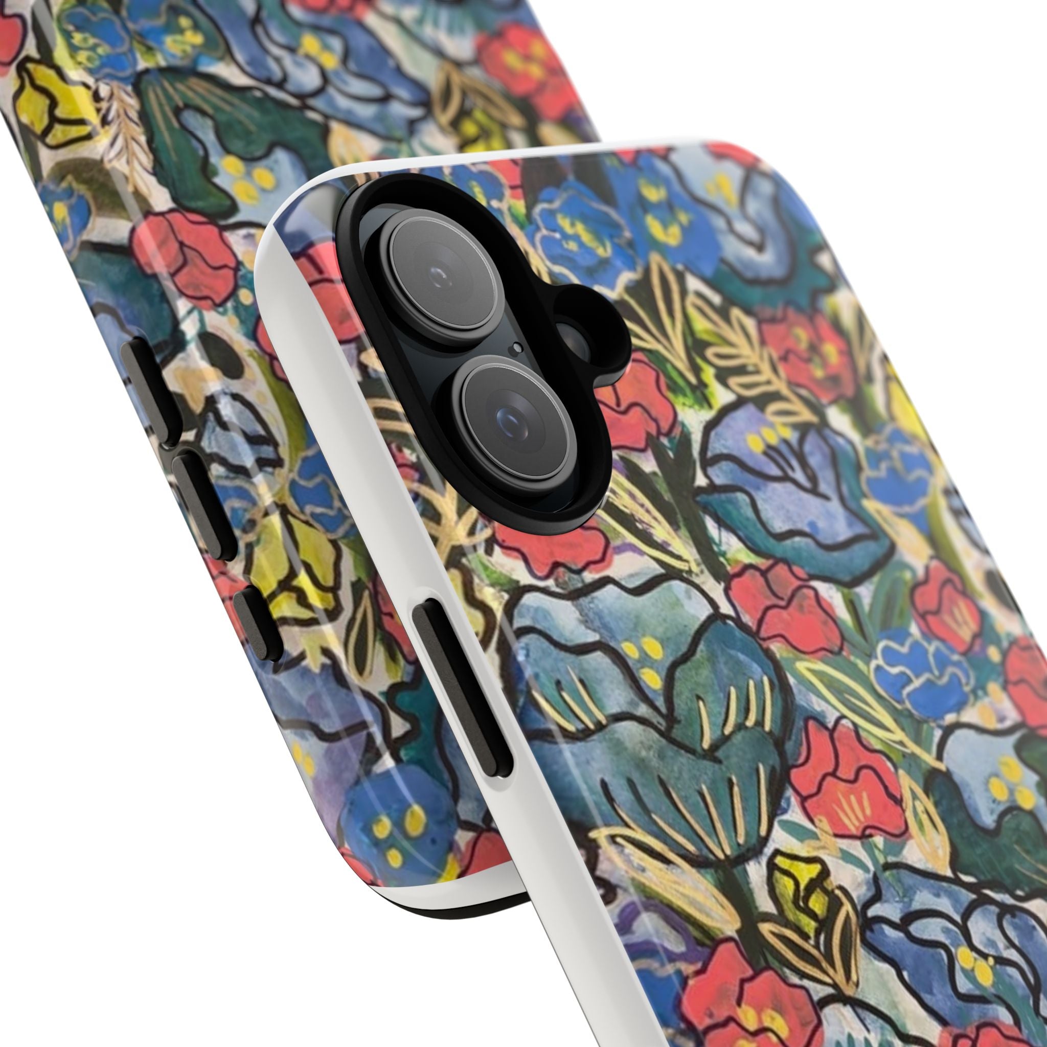 Floral Mosaic Tough Phone Case — Colorful Wildflower Protective iPhone Cover
