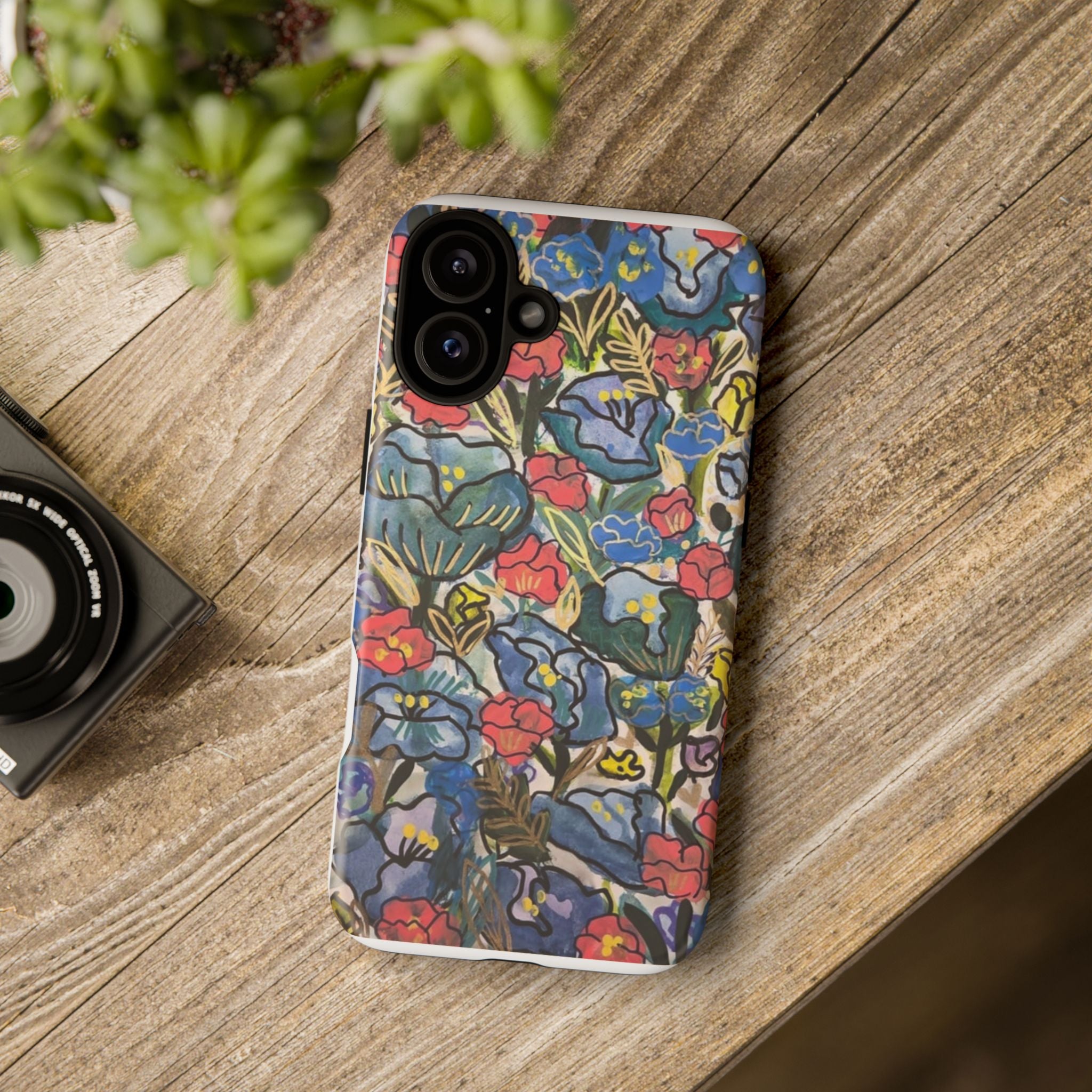 Floral Mosaic Tough Phone Case — Colorful Wildflower Protective iPhone Cover