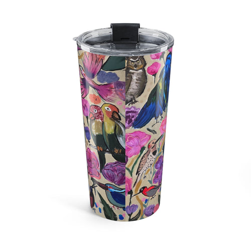 20oz Bird Floral Tumbler – Insulated Travel Cup with Colorful Watercolor Birds & Flowers