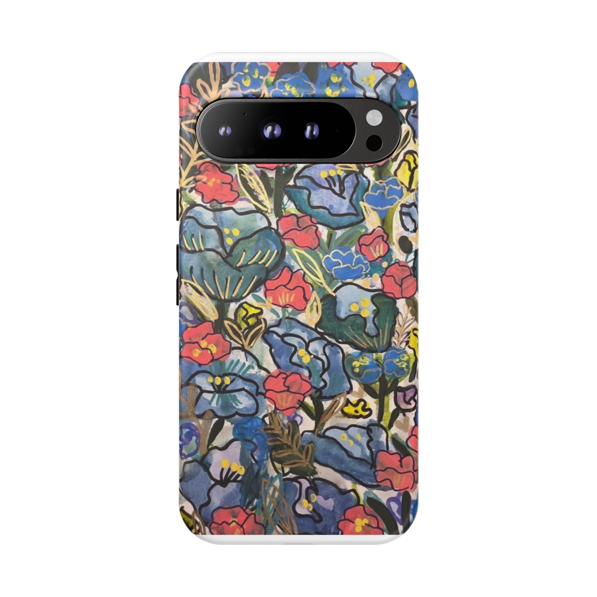 Floral Mosaic Tough Phone Case — Colorful Wildflower Protective iPhone Cover