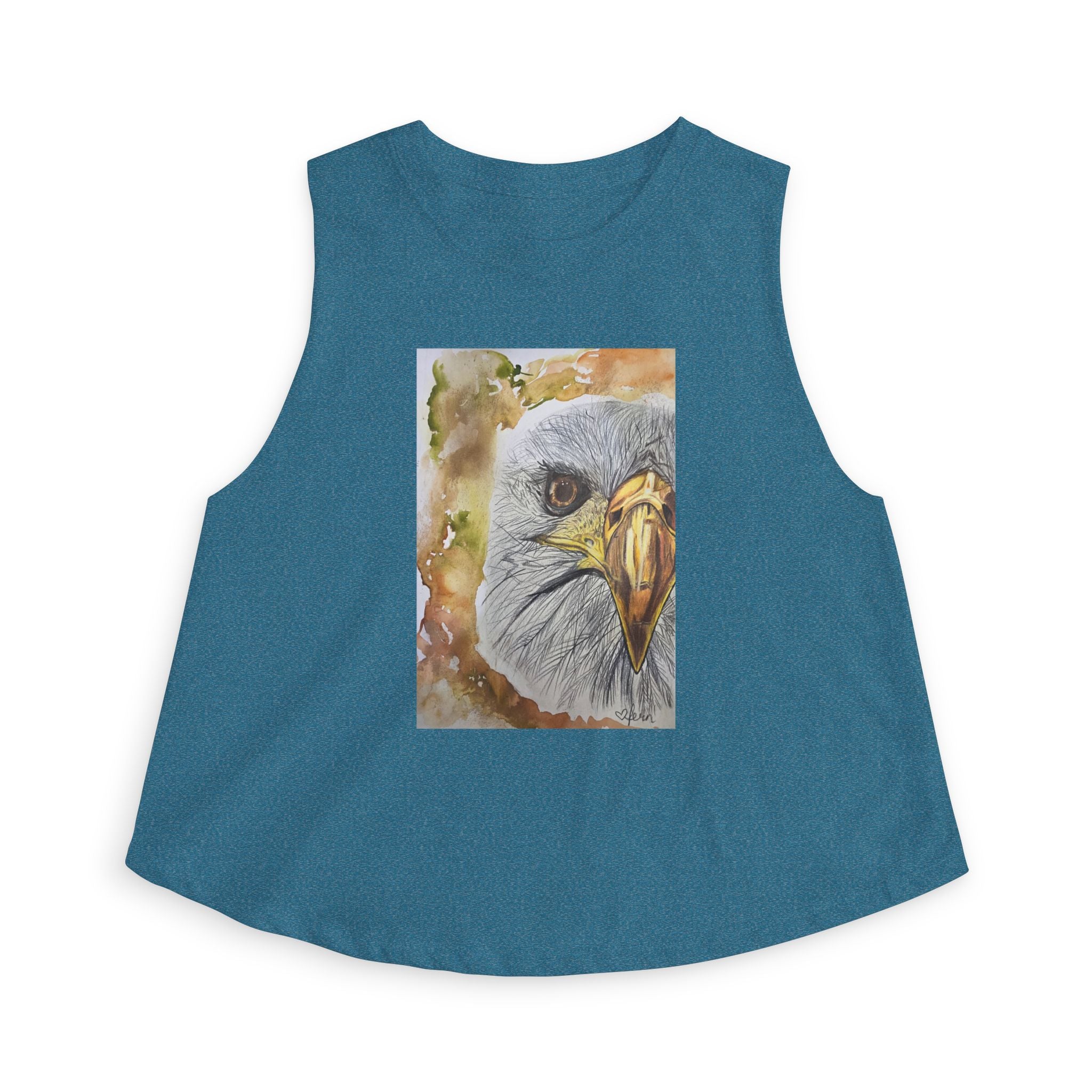 Eagle Portrait Women's Crop Top — Watercolor Bald Eagle Graphic Tank