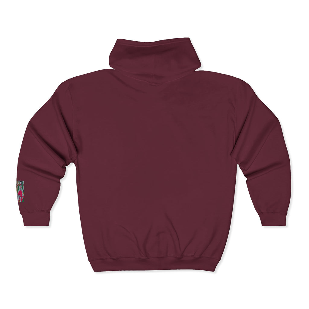 Zip Hoodie with Geometric Mandala Pocket Design