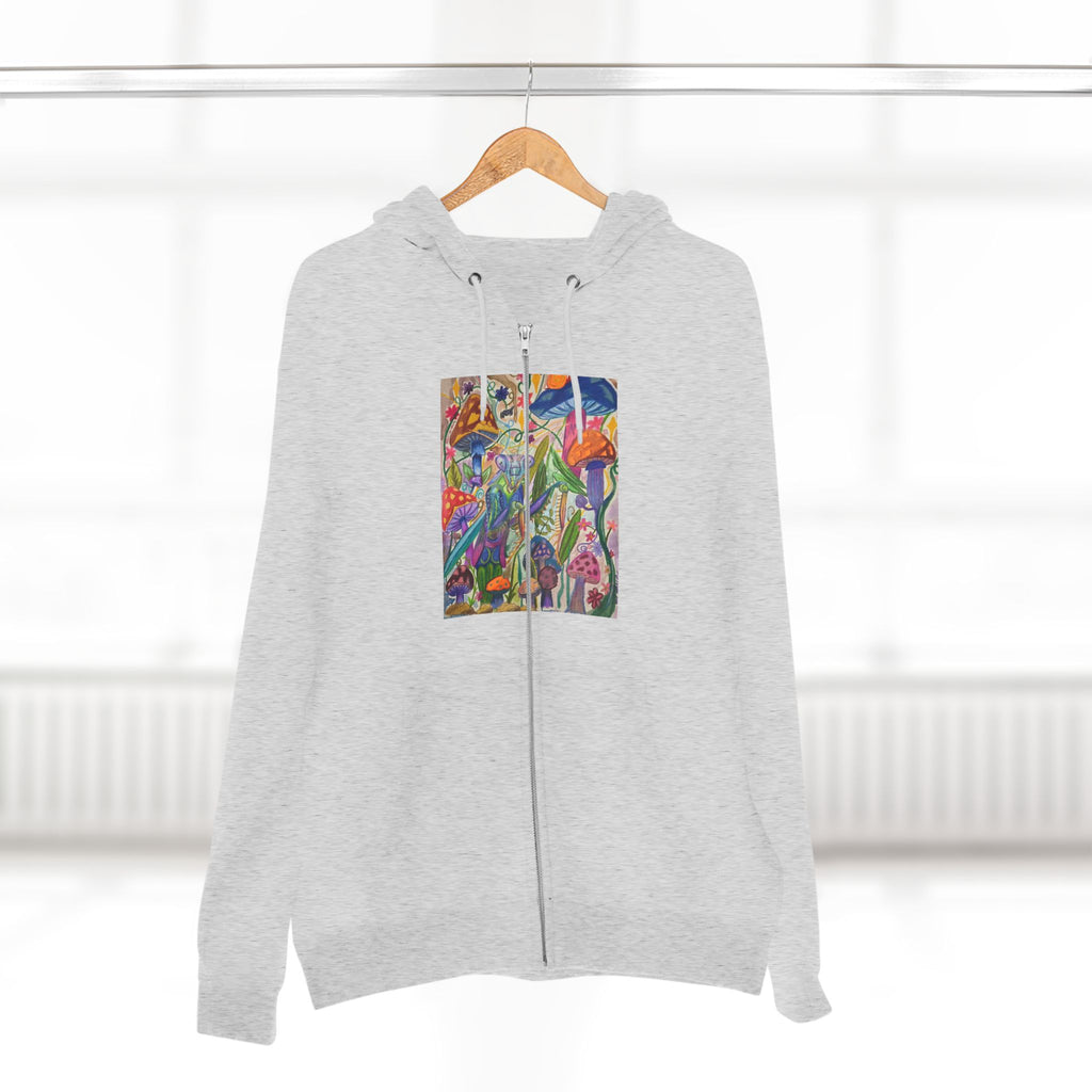 Abstract Floral Art Zip Hoodie — Colorful Garden Painting Print