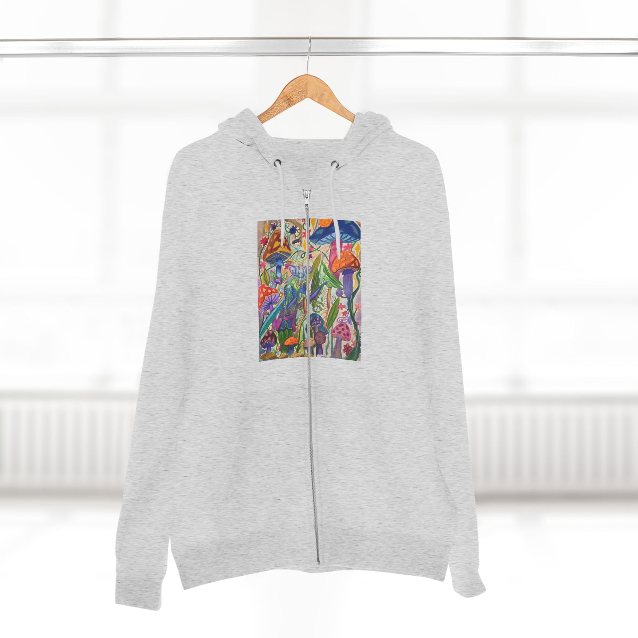 Abstract Floral Art Zip Hoodie — Colorful Garden Painting Print