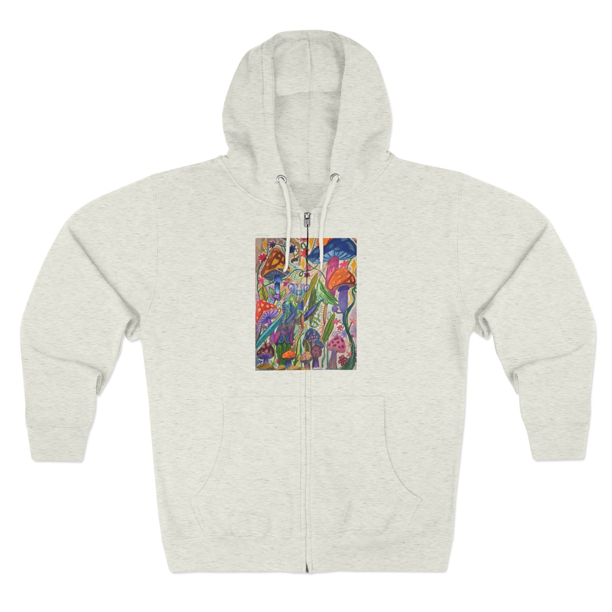 Abstract Floral Art Zip Hoodie — Colorful Garden Painting Print