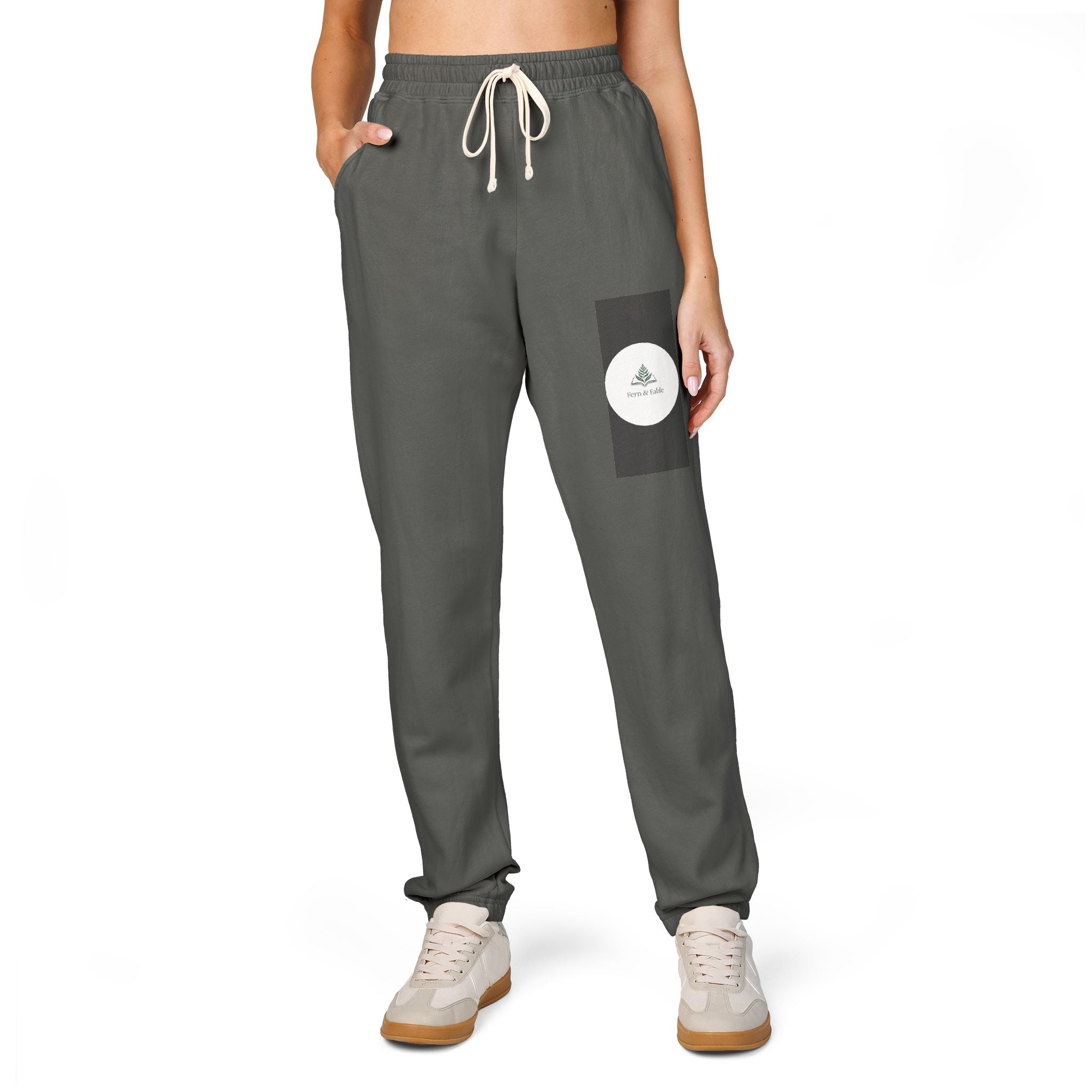 Embroidered Circle Logo Sweatpants — Garment-Dyed Fleece Joggers