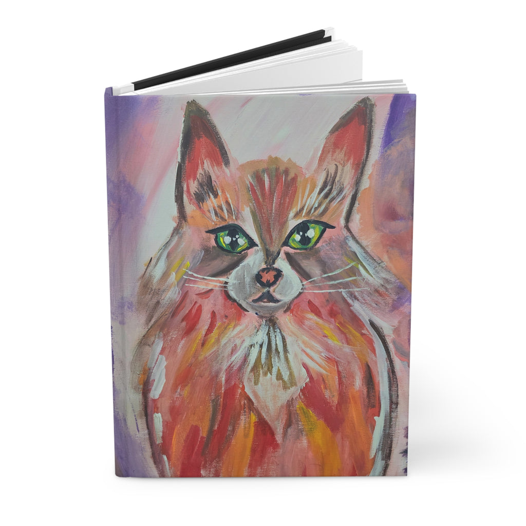 Cat Portrait Hardcover Journal — Colorful Whimsical Maine Coon Notebook for Writers & Artists