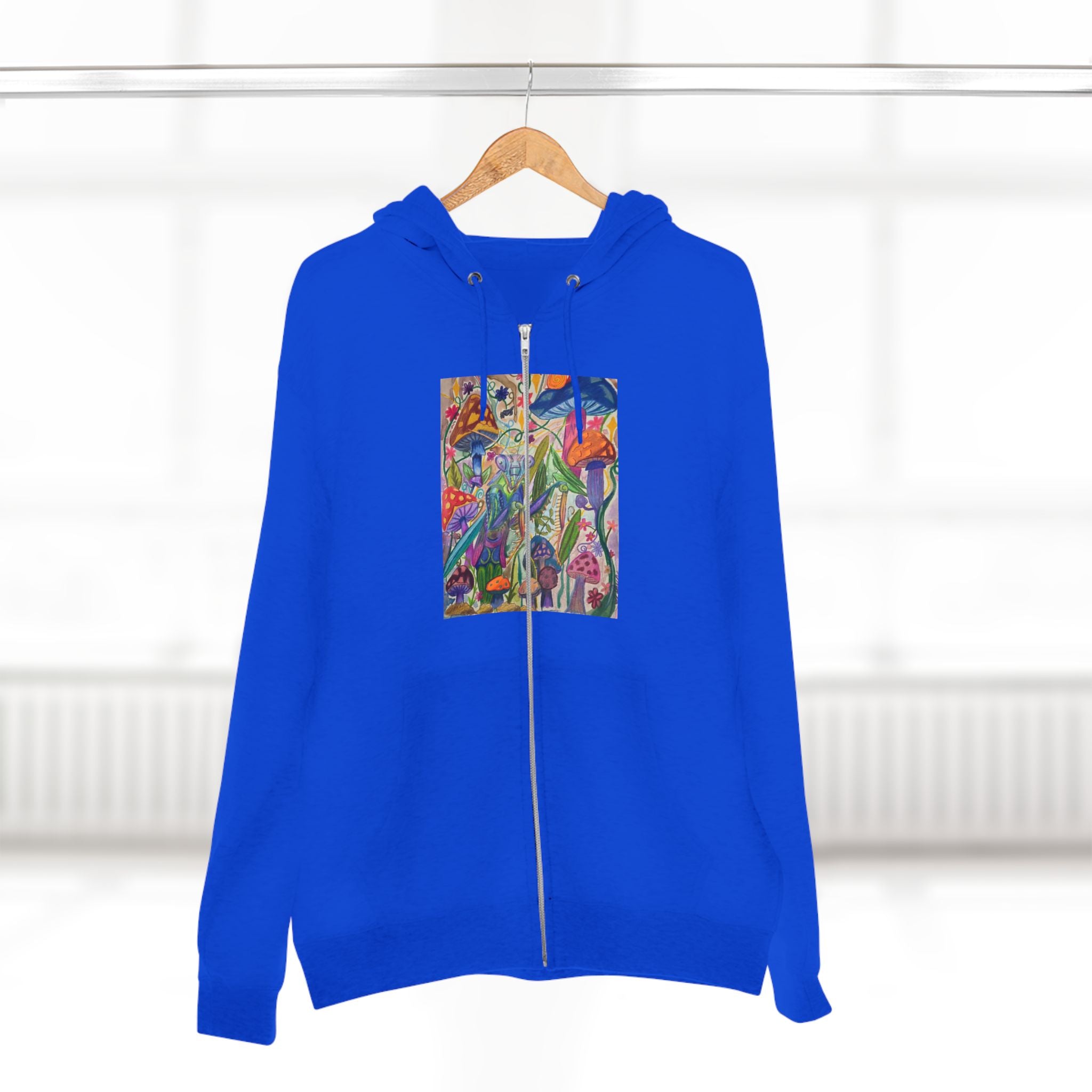 Abstract Floral Art Zip Hoodie — Colorful Garden Painting Print