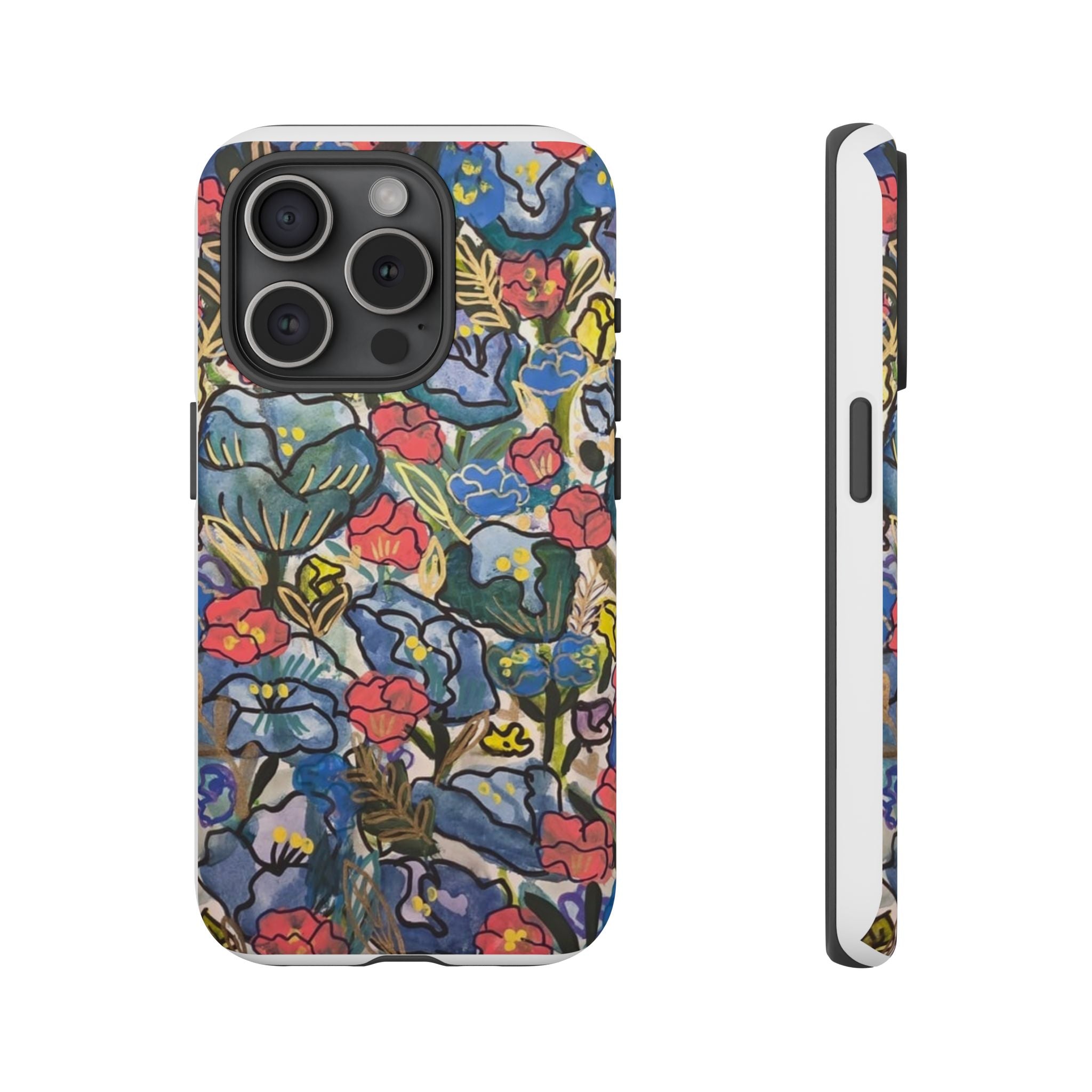 Floral Mosaic Tough Phone Case — Colorful Wildflower Protective iPhone Cover