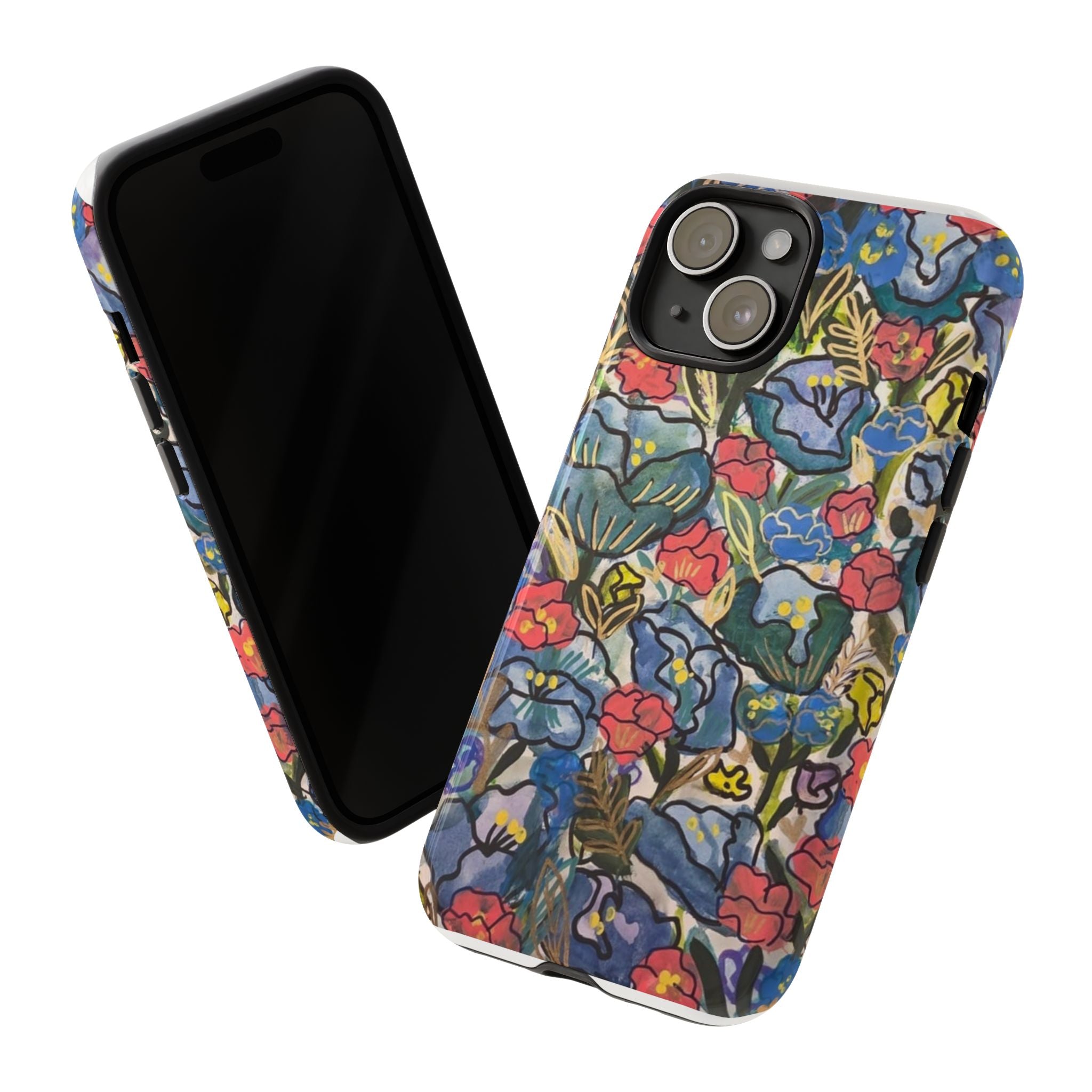 Floral Mosaic Tough Phone Case — Colorful Wildflower Protective iPhone Cover