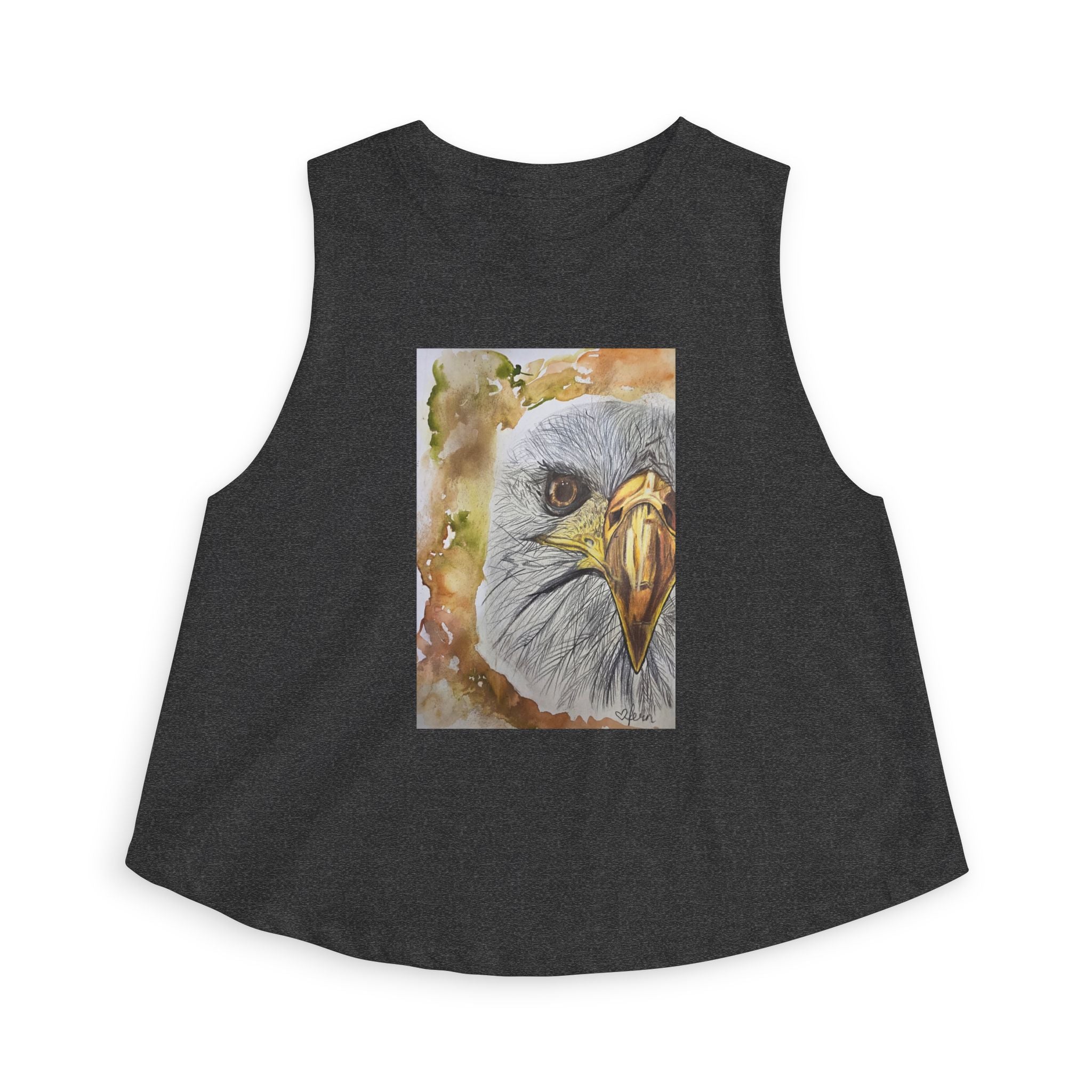 Eagle Portrait Women's Crop Top — Watercolor Bald Eagle Graphic Tank