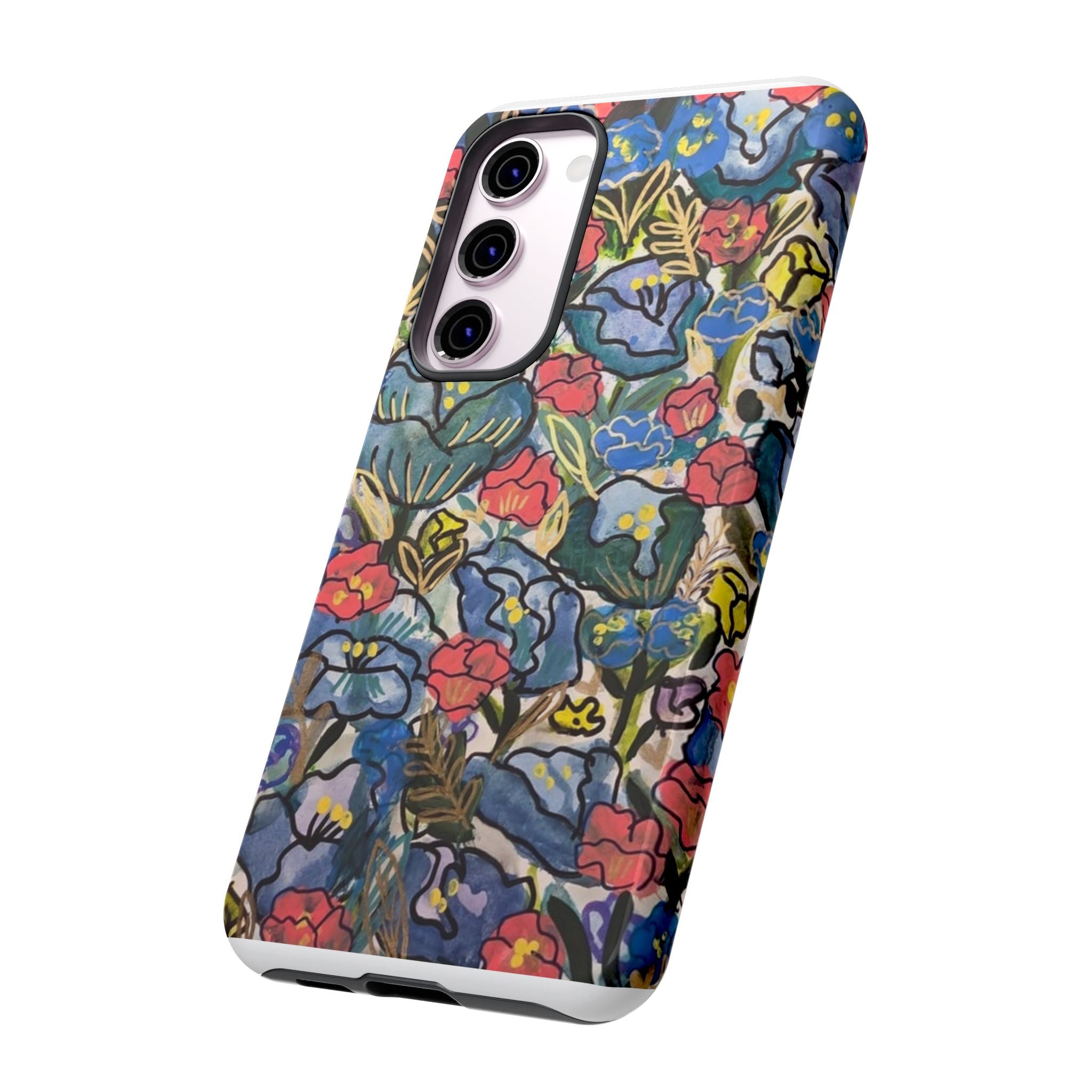 Floral Mosaic Tough Phone Case — Colorful Wildflower Protective iPhone Cover