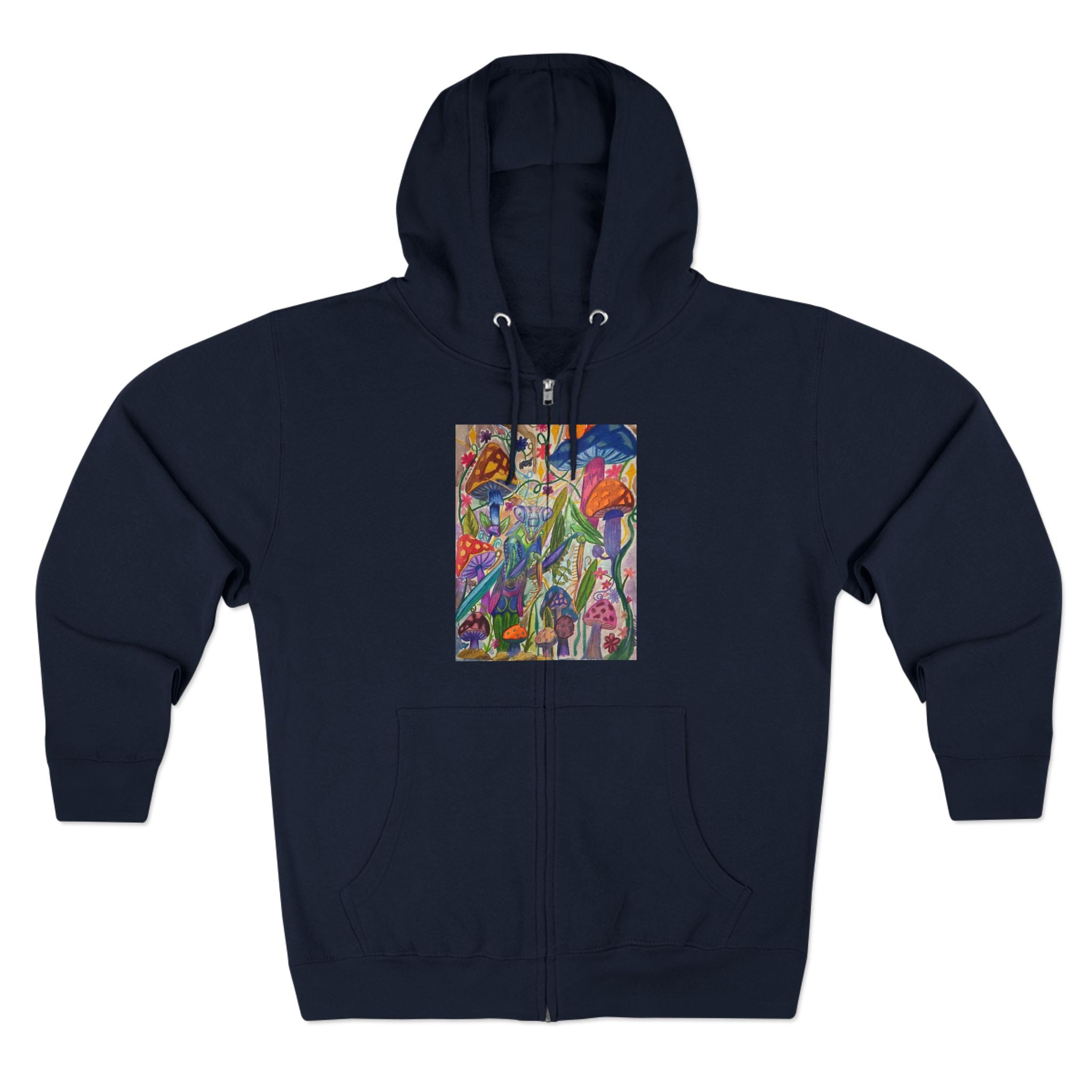 Abstract Floral Art Zip Hoodie — Colorful Garden Painting Print