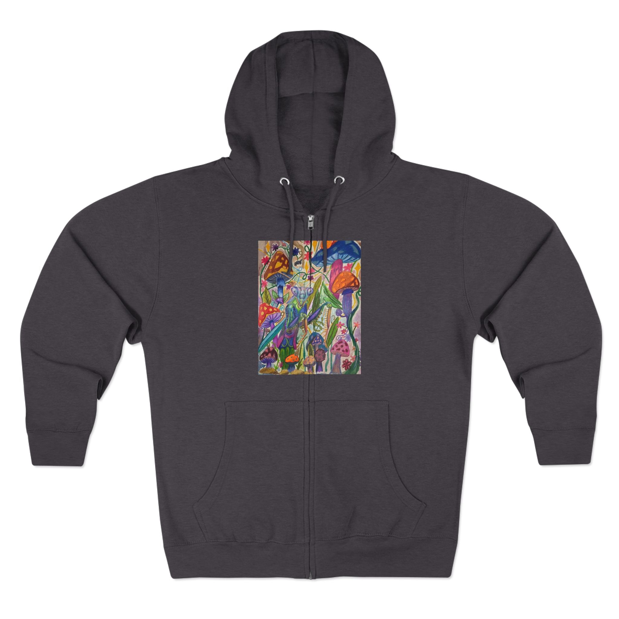 Abstract Floral Art Zip Hoodie — Colorful Garden Painting Print