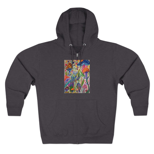 Abstract Floral Art Zip Hoodie — Colorful Garden Painting Print