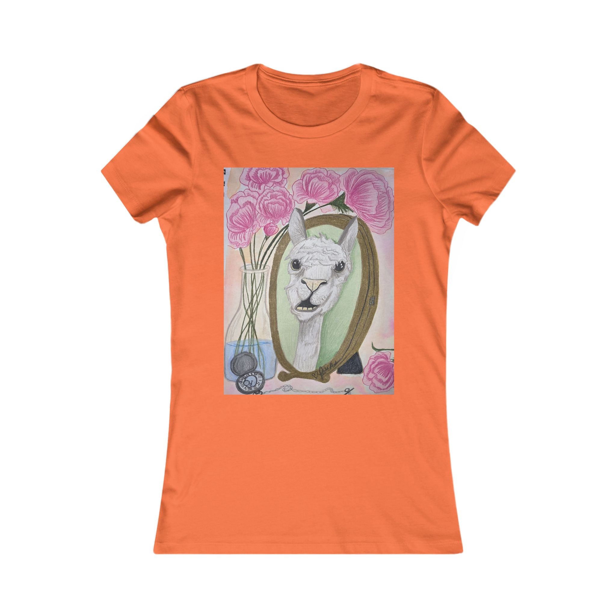 Women's Llama Floral Tee – Cute Alpaca Portrait Graphic Shirt