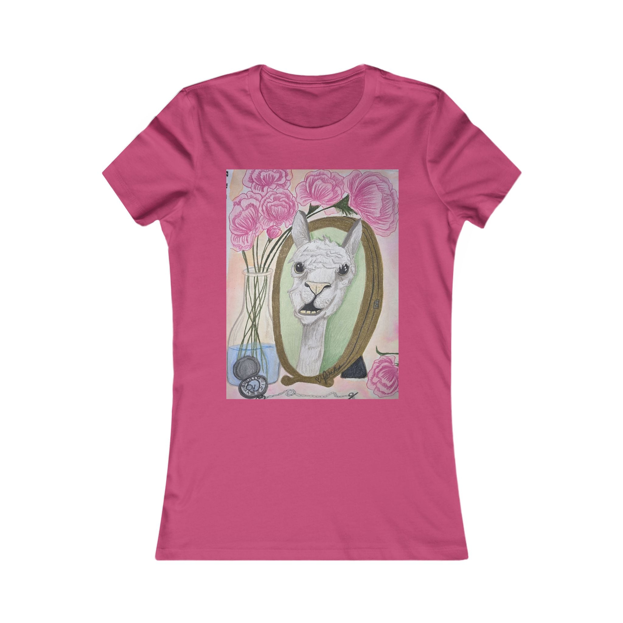 Women's Llama Floral Tee – Cute Alpaca Portrait Graphic Shirt