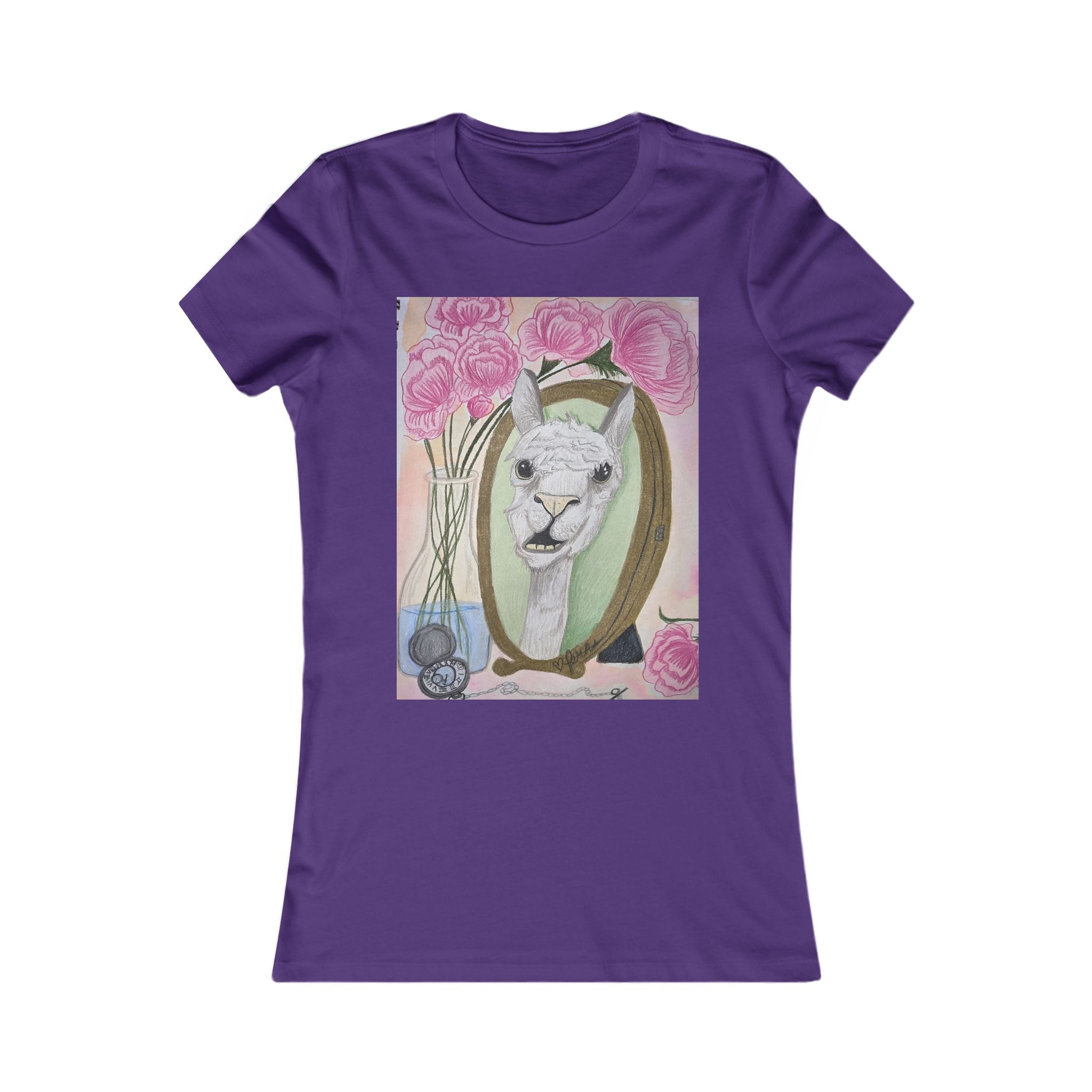 Women's Llama Floral Tee – Cute Alpaca Portrait Graphic Shirt