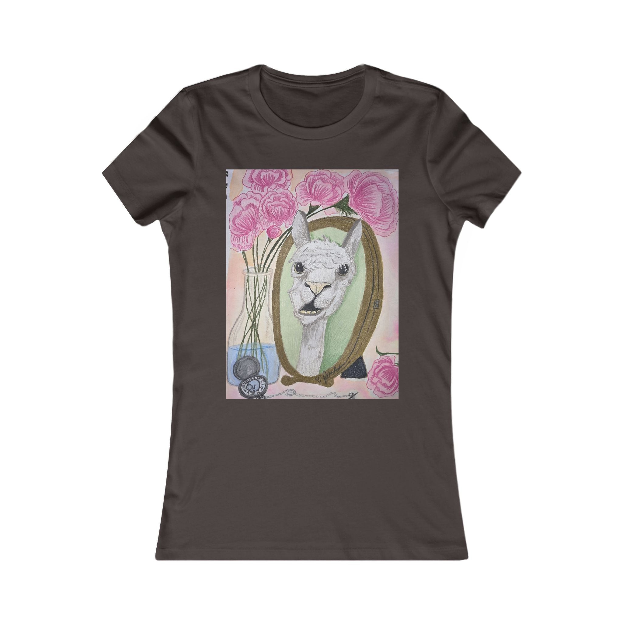 Women's Llama Floral Tee – Cute Alpaca Portrait Graphic Shirt