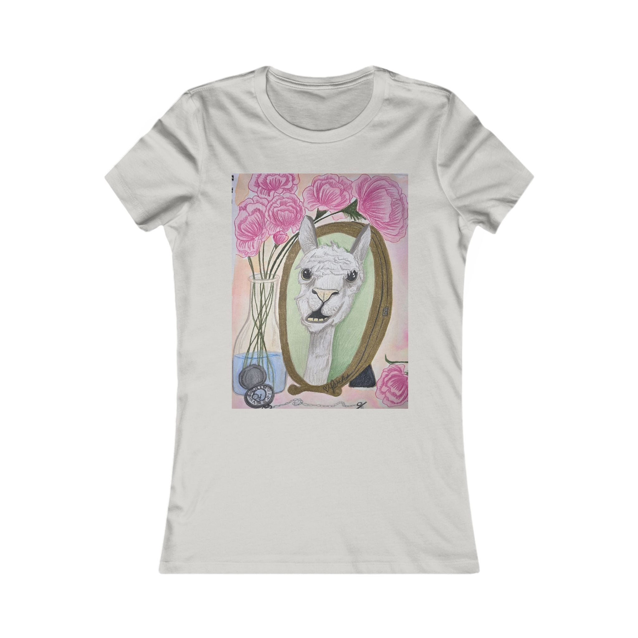 Women's Llama Floral Tee – Cute Alpaca Portrait Graphic Shirt