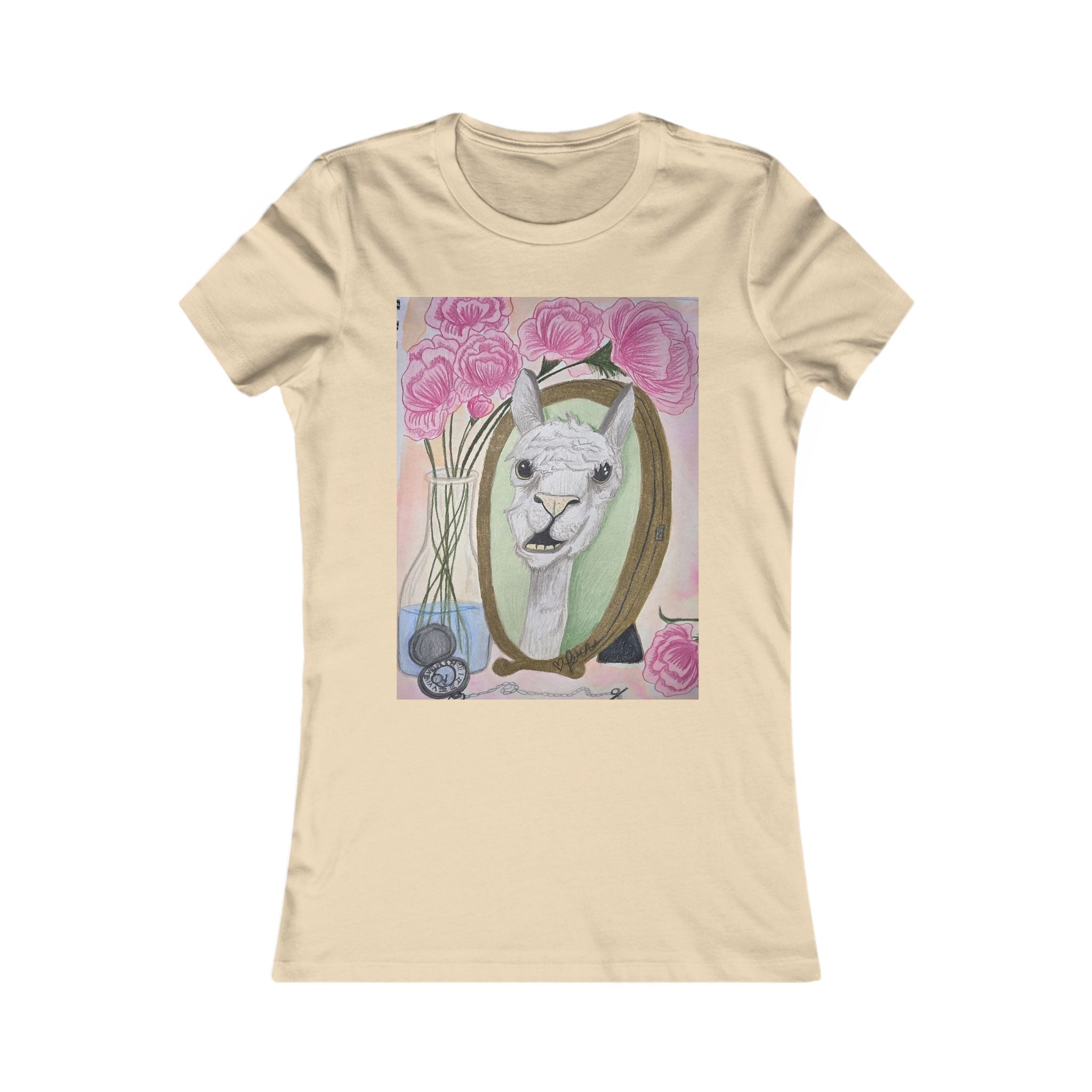Women's Llama Floral Tee – Cute Alpaca Portrait Graphic Shirt