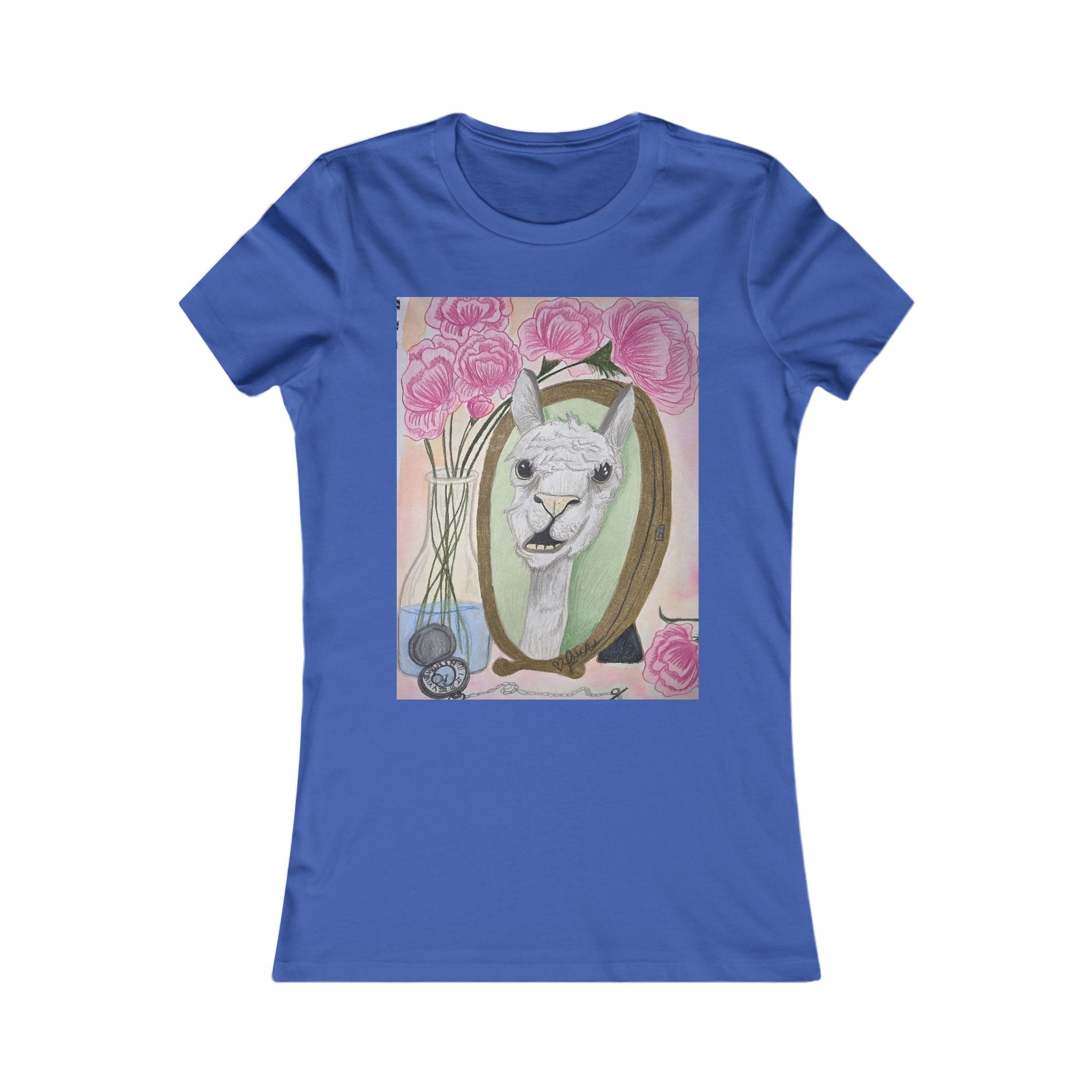 Women's Llama Floral Tee – Cute Alpaca Portrait Graphic Shirt