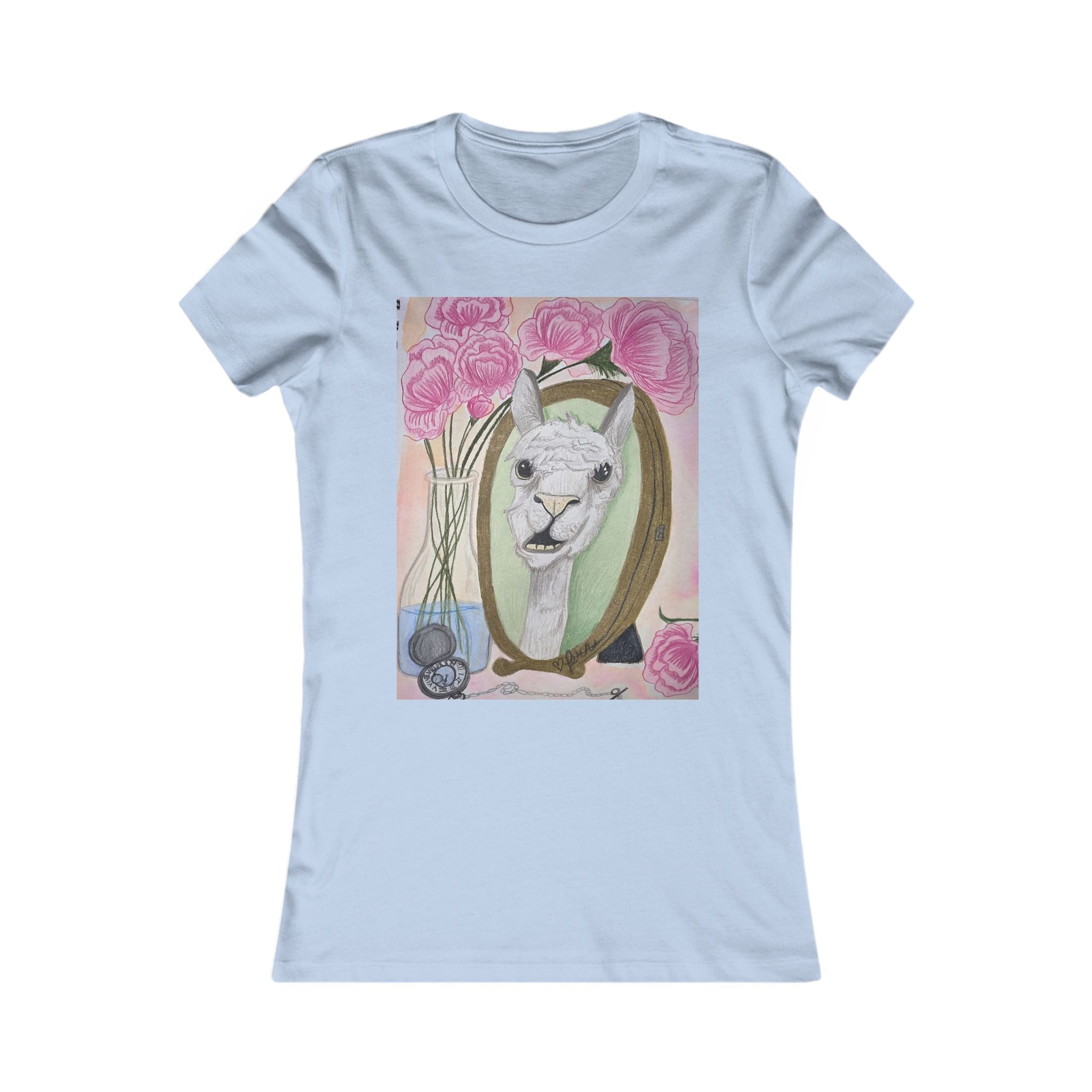 Women's Llama Floral Tee – Cute Alpaca Portrait Graphic Shirt