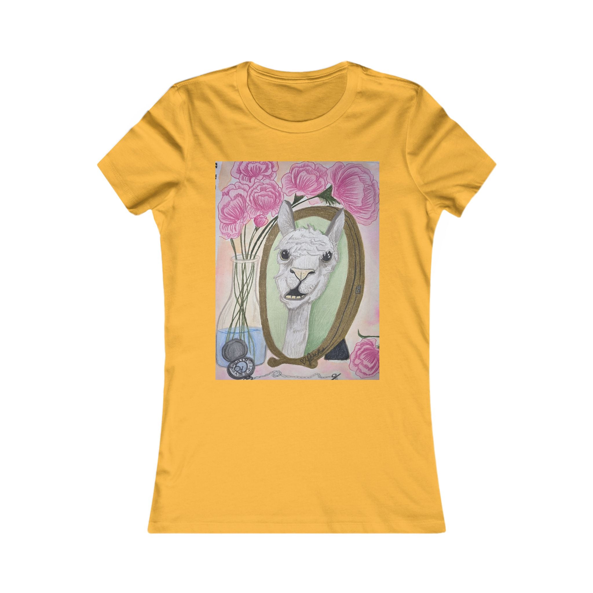 Women's Llama Floral Tee – Cute Alpaca Portrait Graphic Shirt